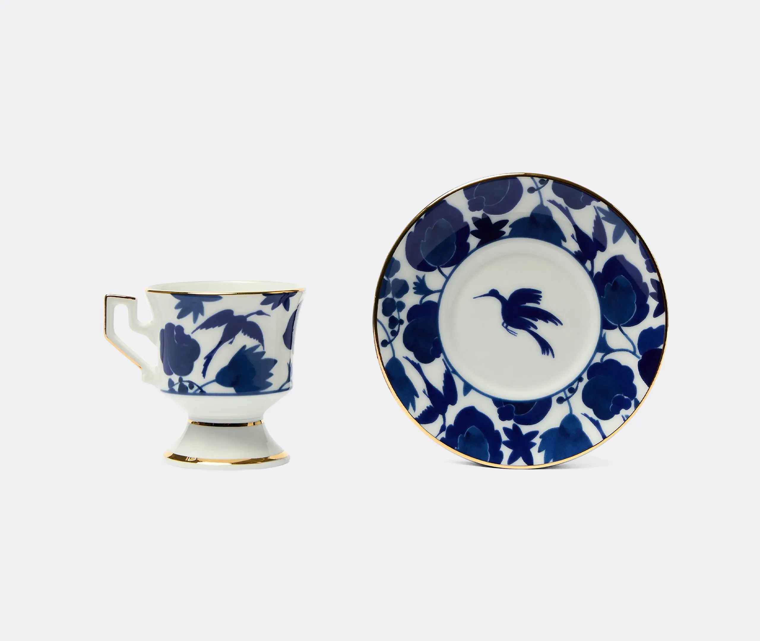 Wildbird Espresso Cup Set of Two - Blue, Porcelain