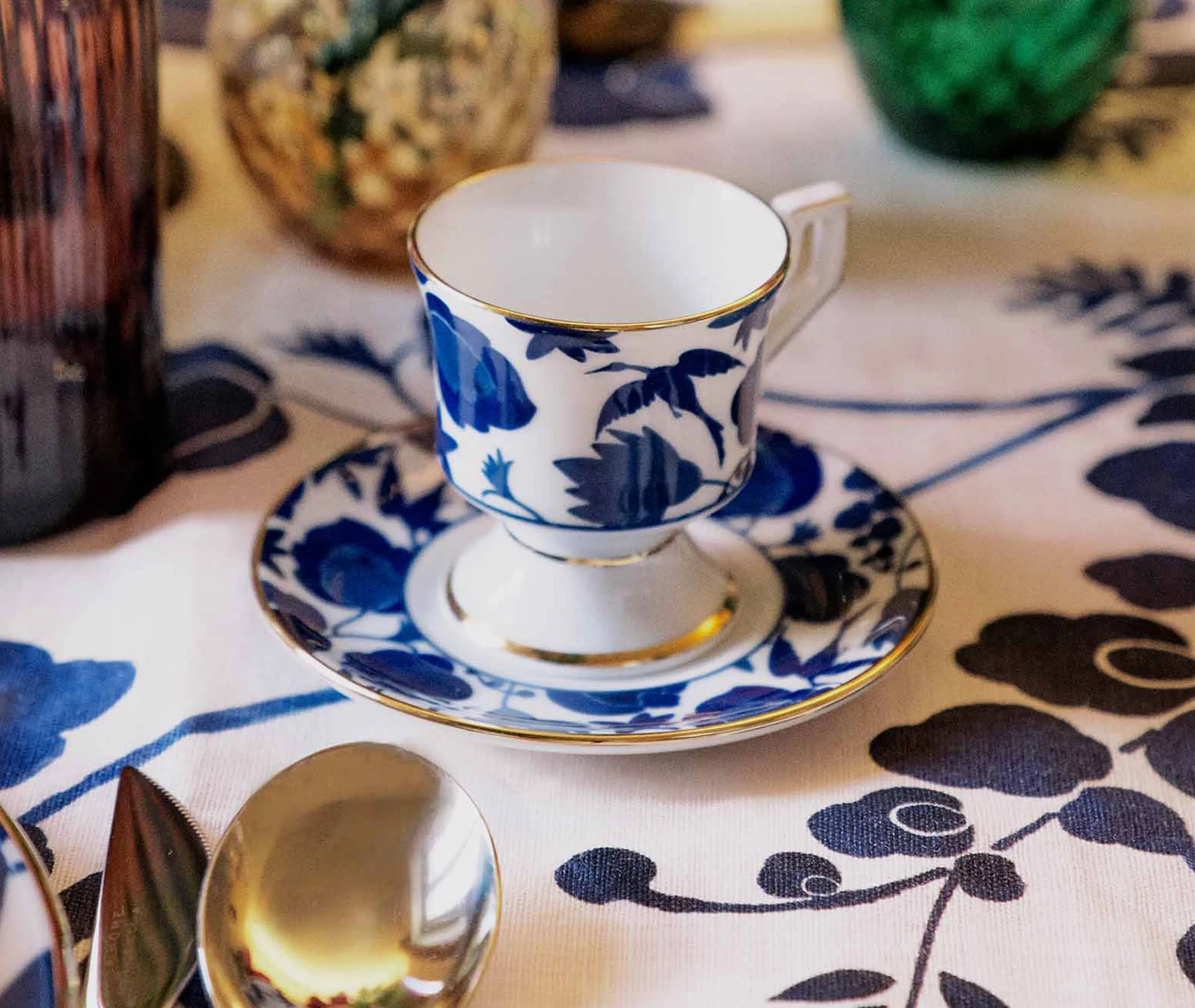 Wildbird Espresso Cup Set of Two - Blue, Porcelain