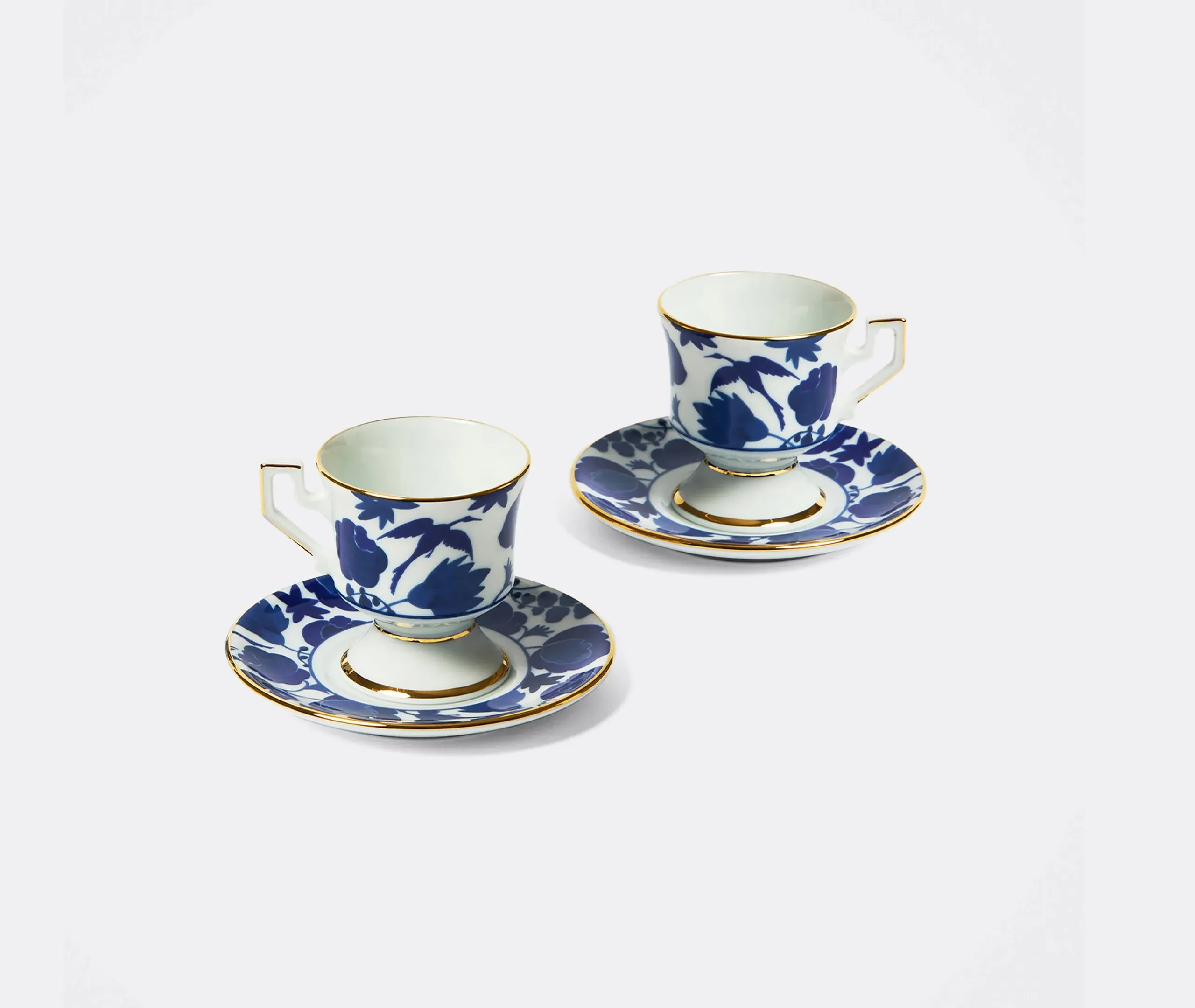 Wildbird Espresso Cup Set of Two - Blue, Porcelain