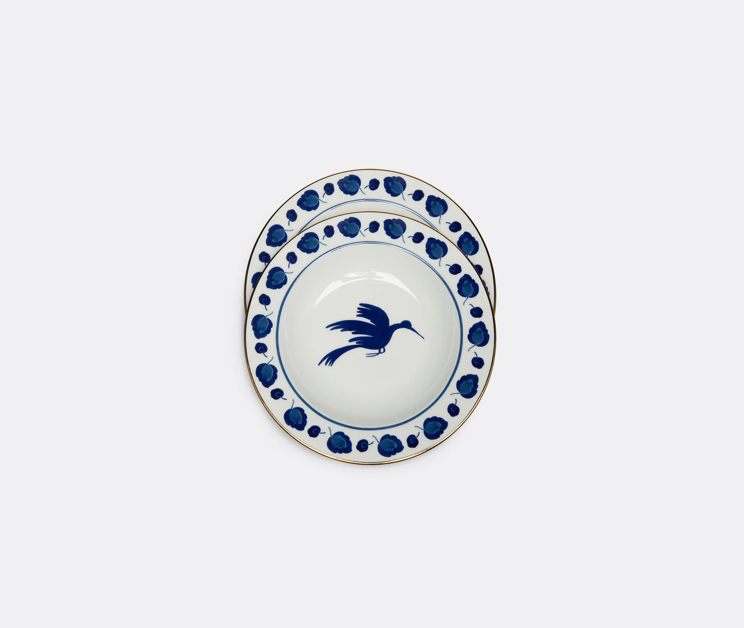 Wildbird Soup Plate Set of Two - Blue, Porcelain image
