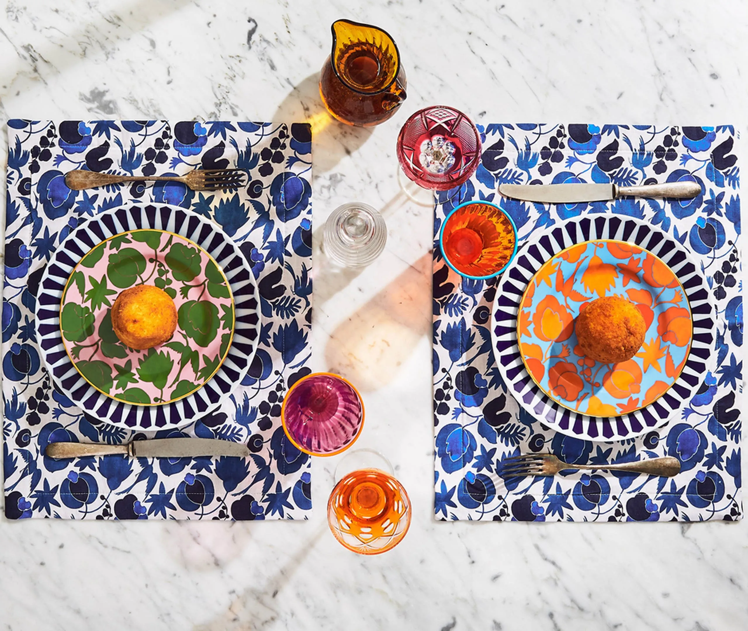 Wildbird Tablemat Set of Two - Blue, Linen