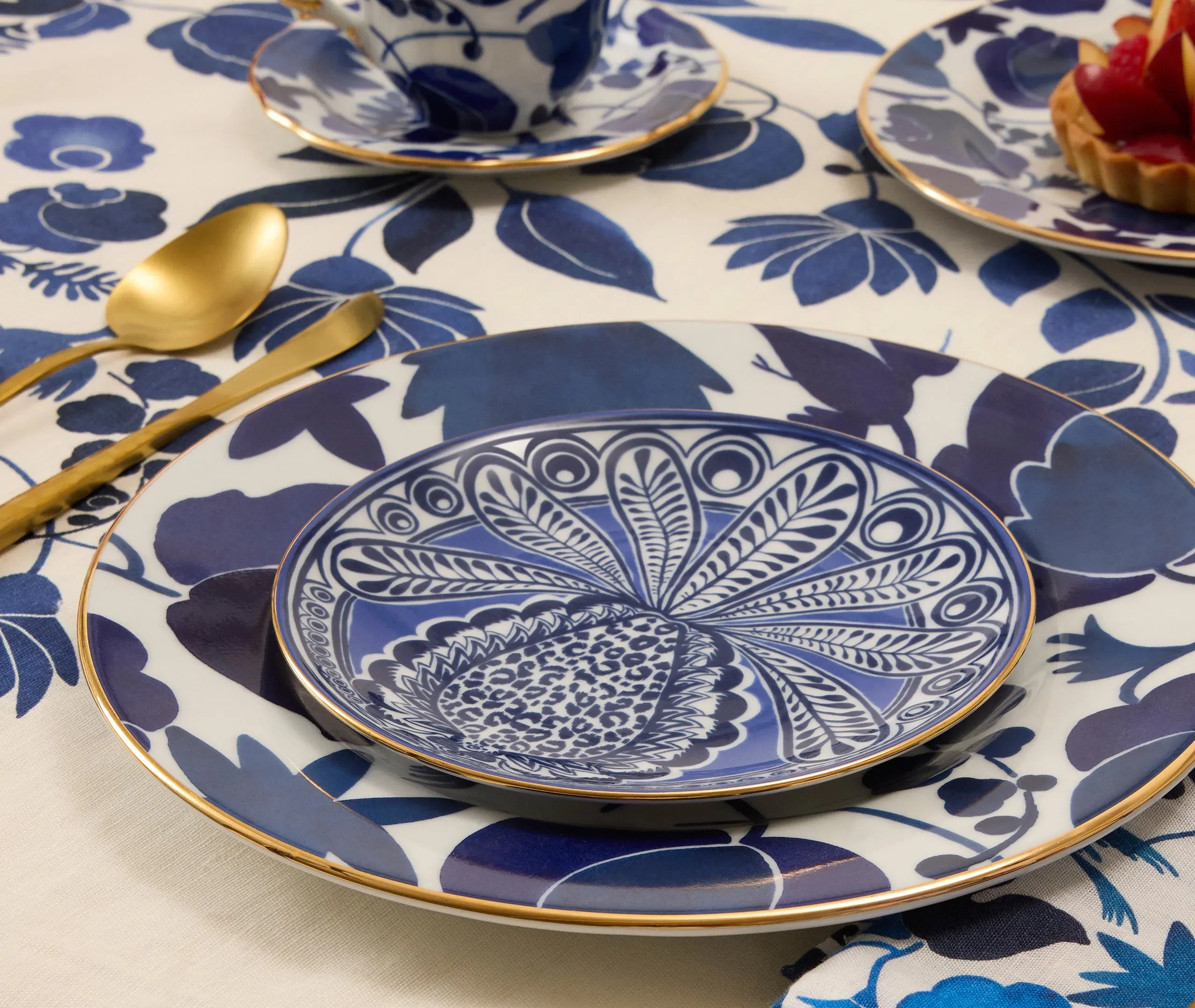 Wildbird Teacup Set of Two - Blue, Porcelain