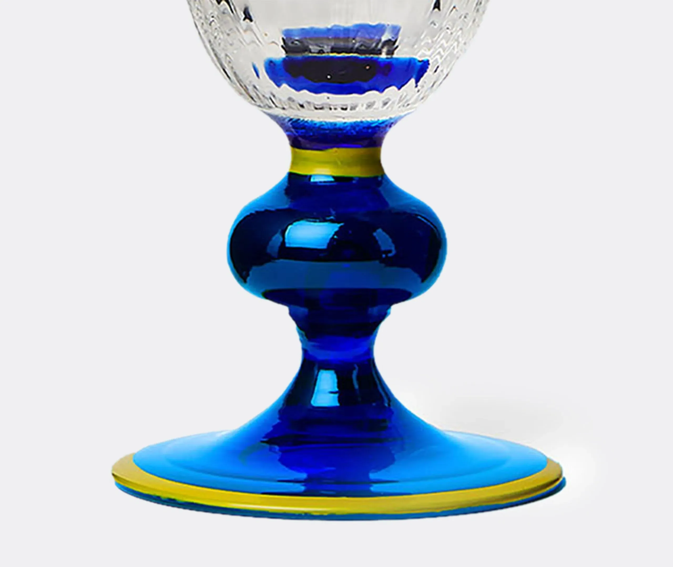 Wine Glass with Colored Base - Blue, Murano Glass