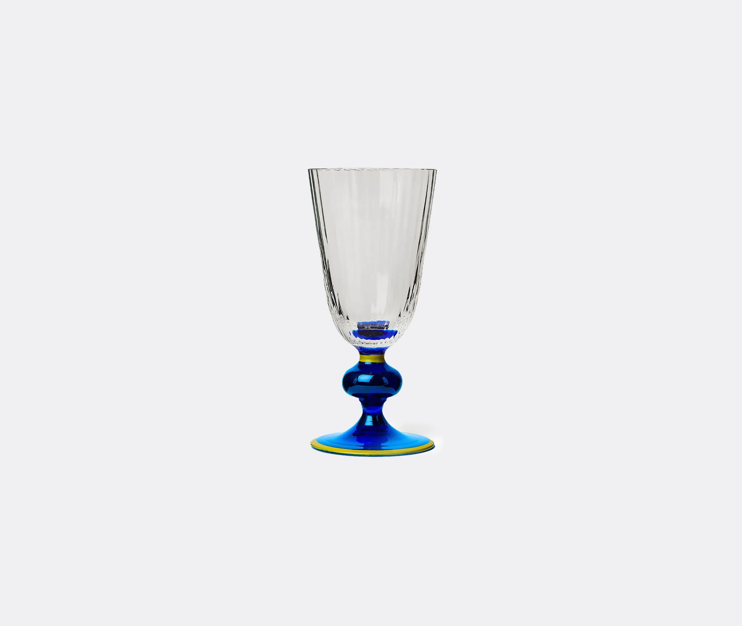 Wine Glass with Colored Base - Blue, Murano Glass image