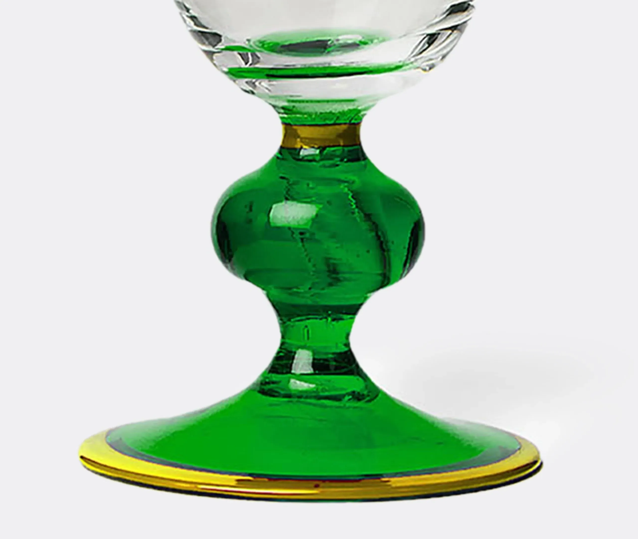 Wine Glass with Colored Base - Green, Murano Glass