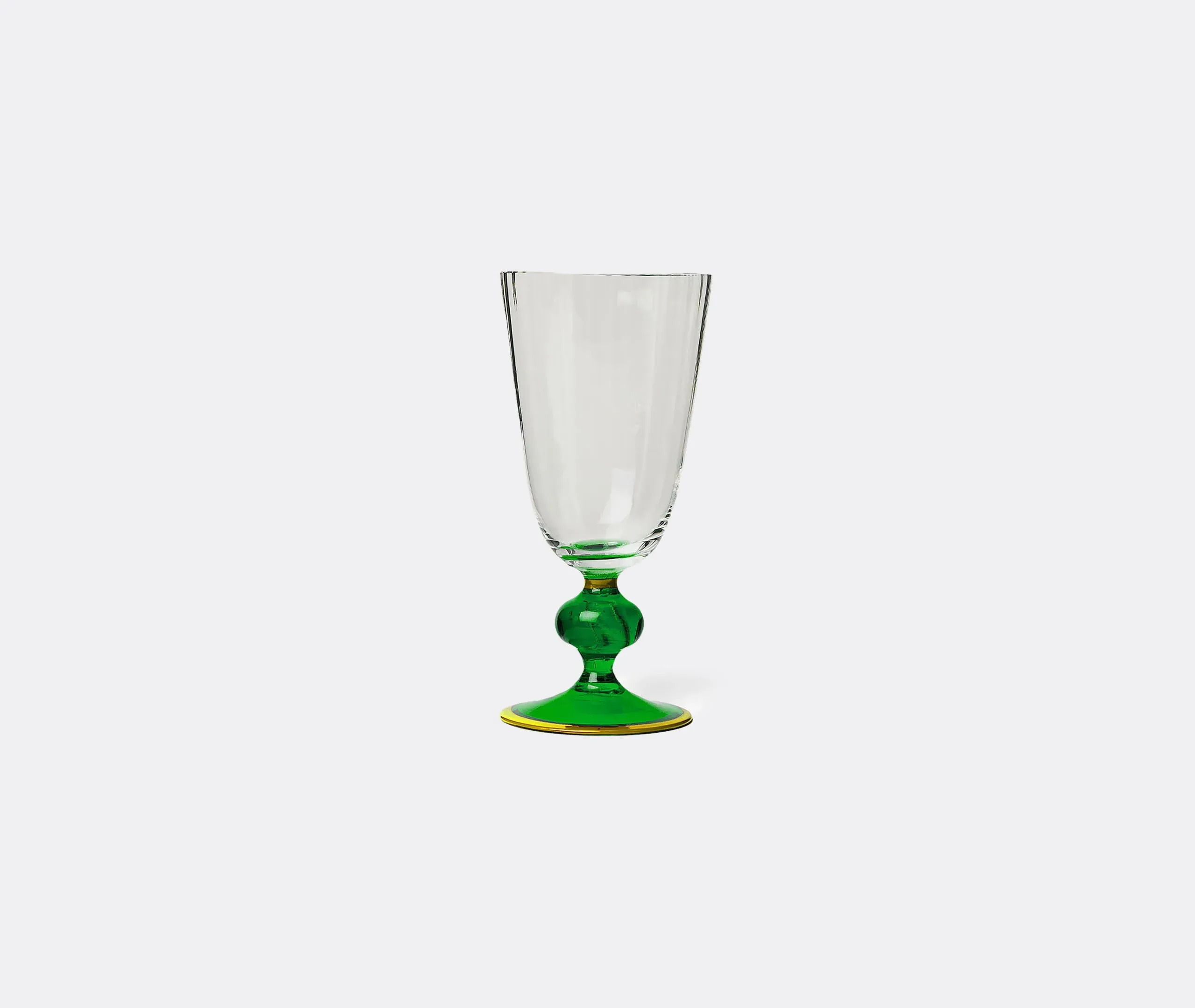 Wine Glass with Colored Base - Green, Murano Glass