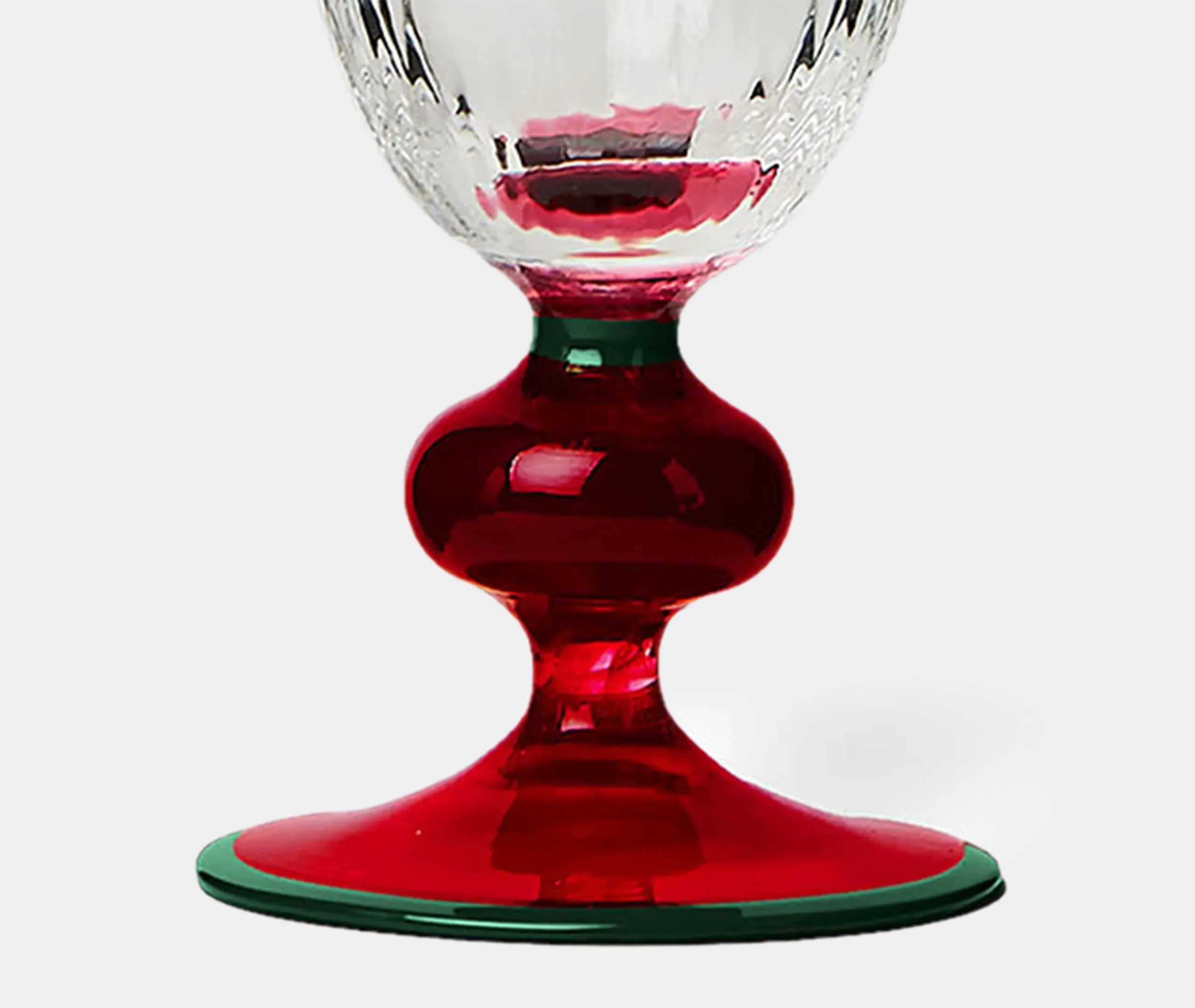 Wine Glass with Colored Base - Red, Murano Glass