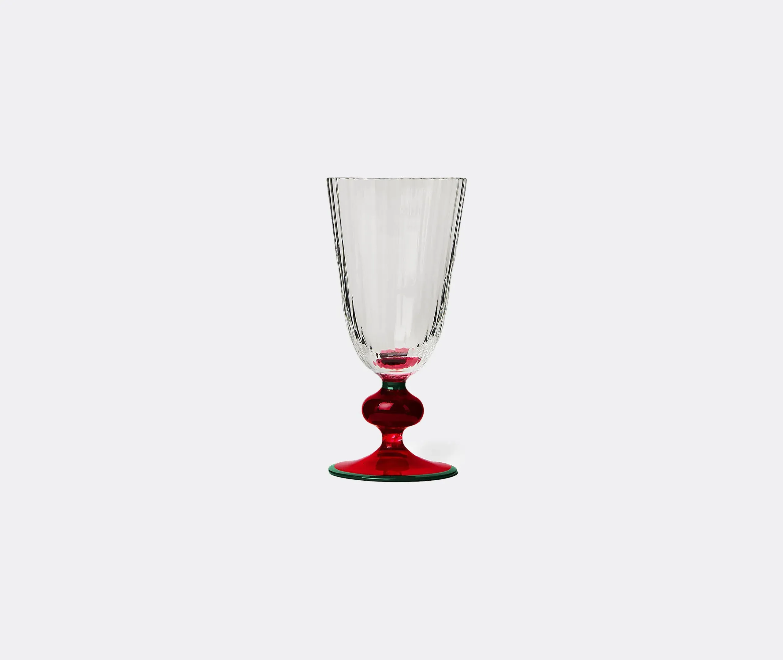 Wine Glass with Colored Base - Red, Murano Glass