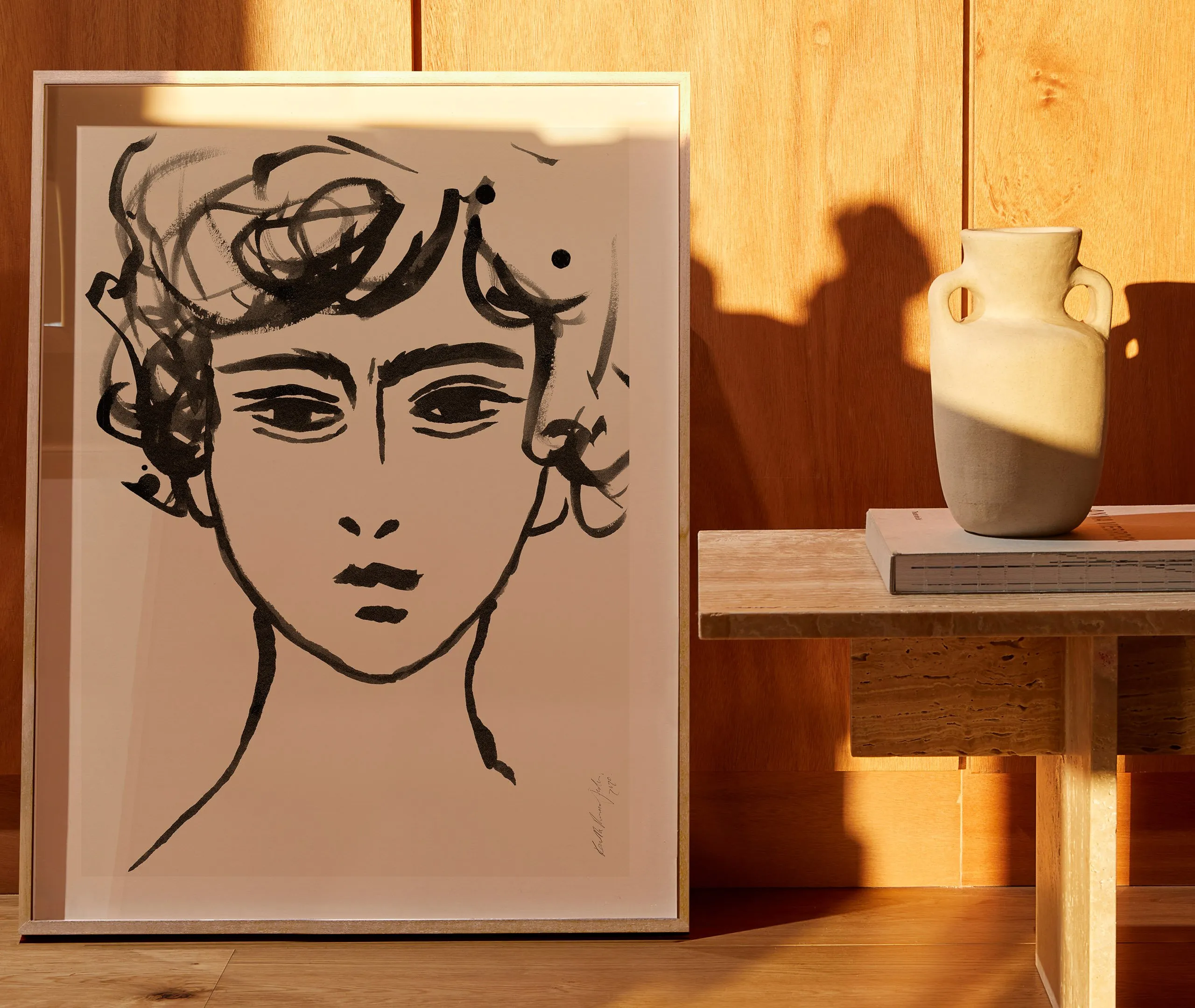 Framed Art Print Beauty 312 - Light Brown