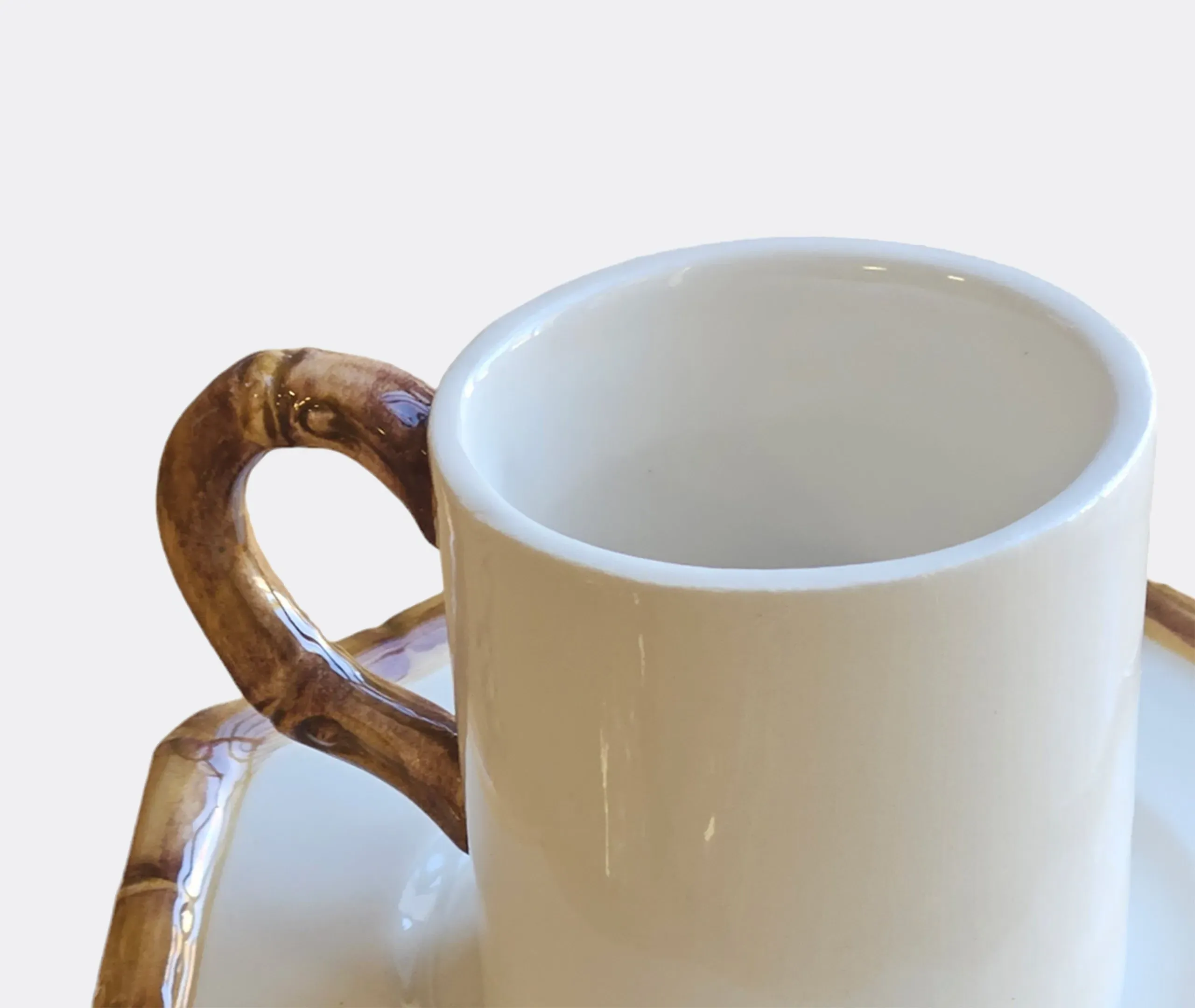 Bamboo Coffee Cup and Saucer Set of Two - Multicolor