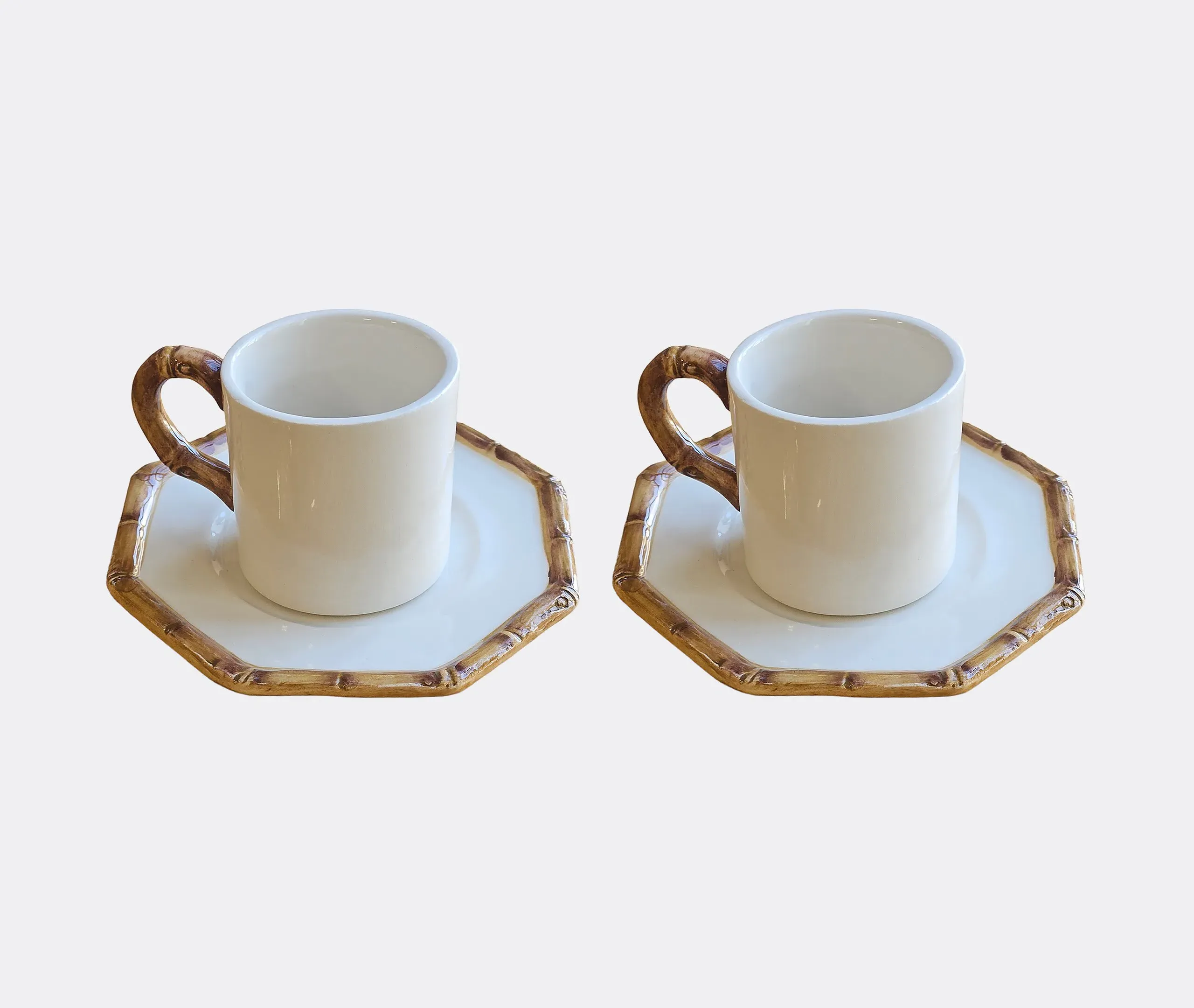 Bamboo Coffee Cup and Saucer Set of Two - Multicolor image