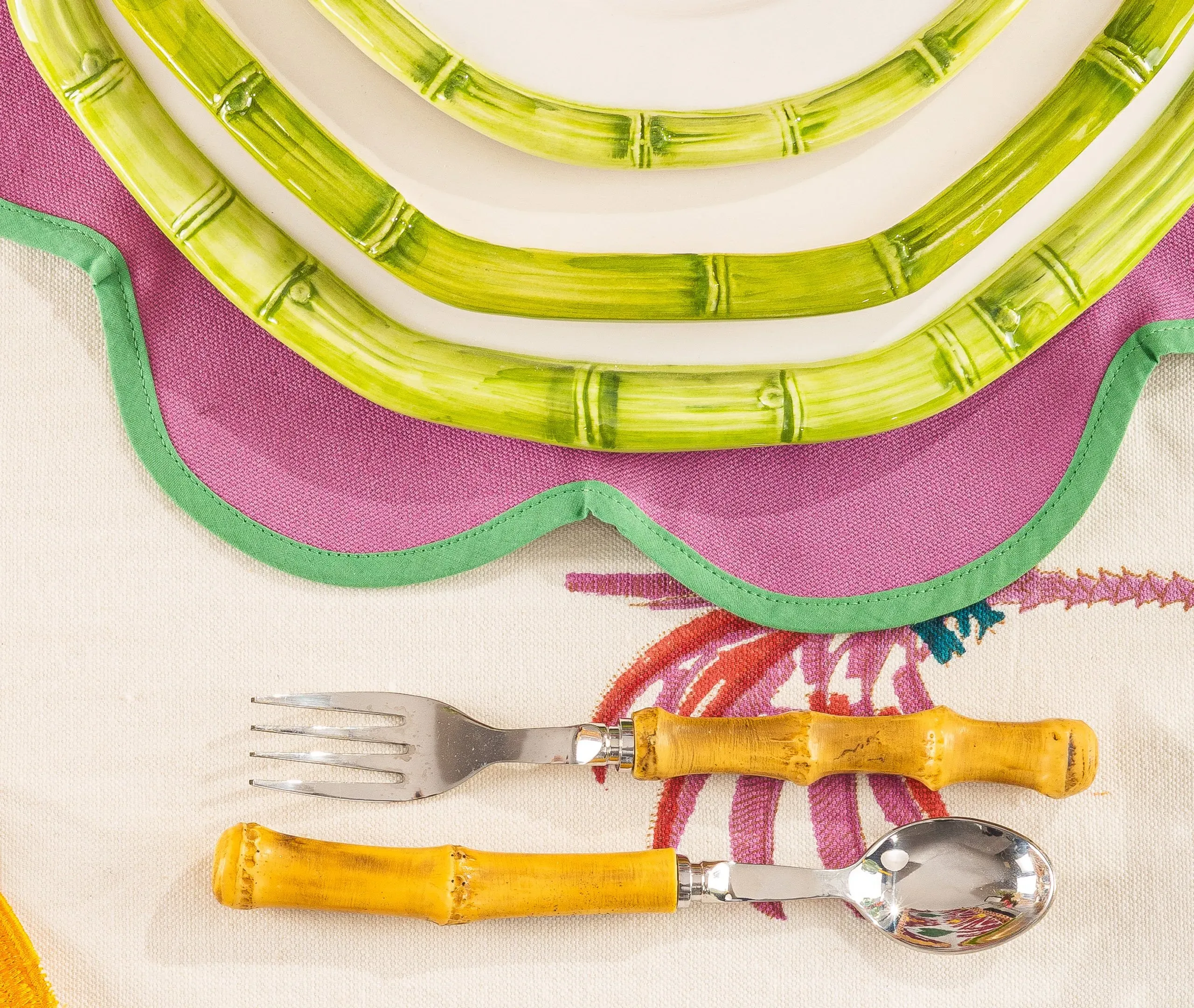 Bamboo Serving Set - Multicolor, Resin
