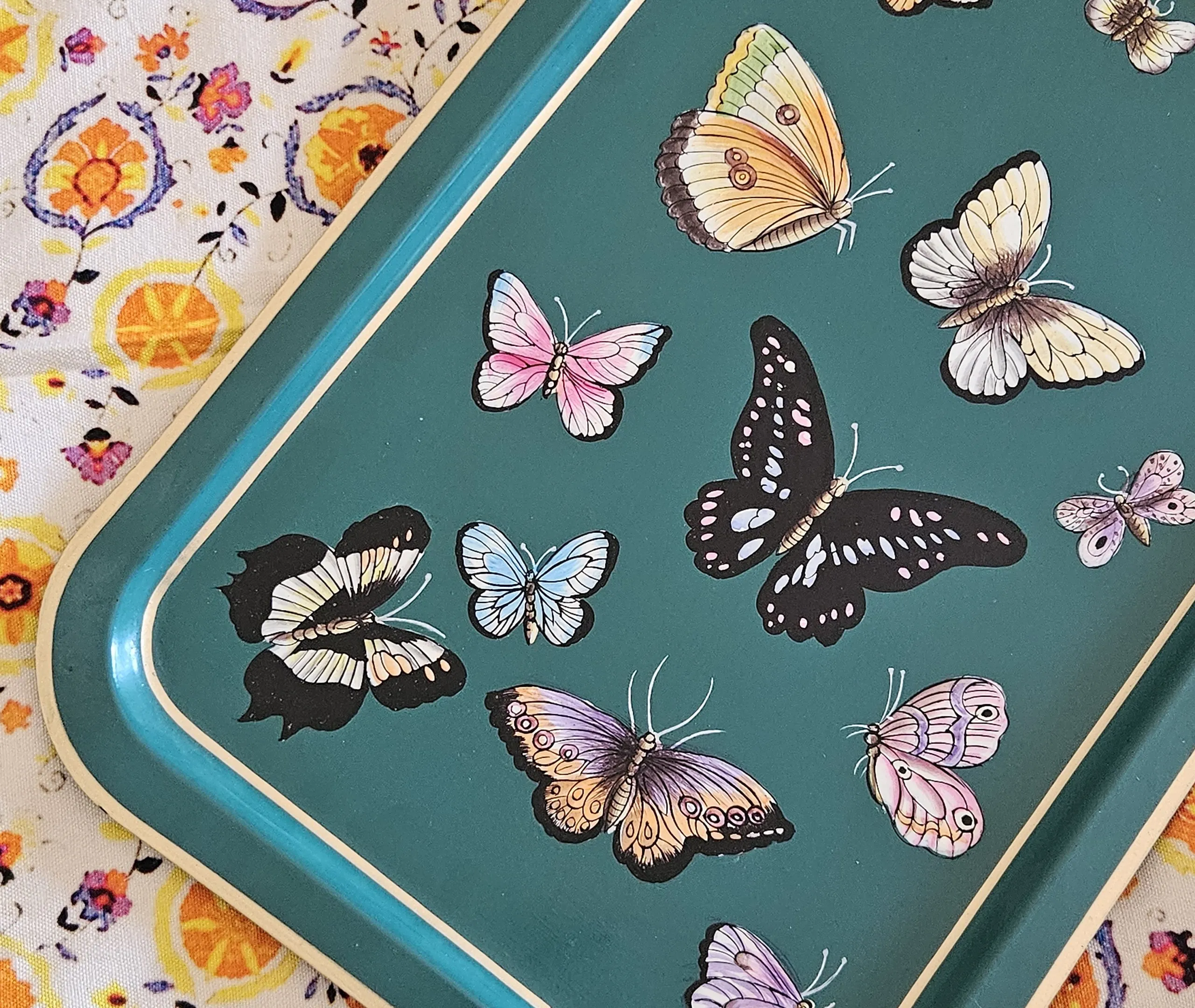 Butterfly Serving Tray - Multicolor, Iron