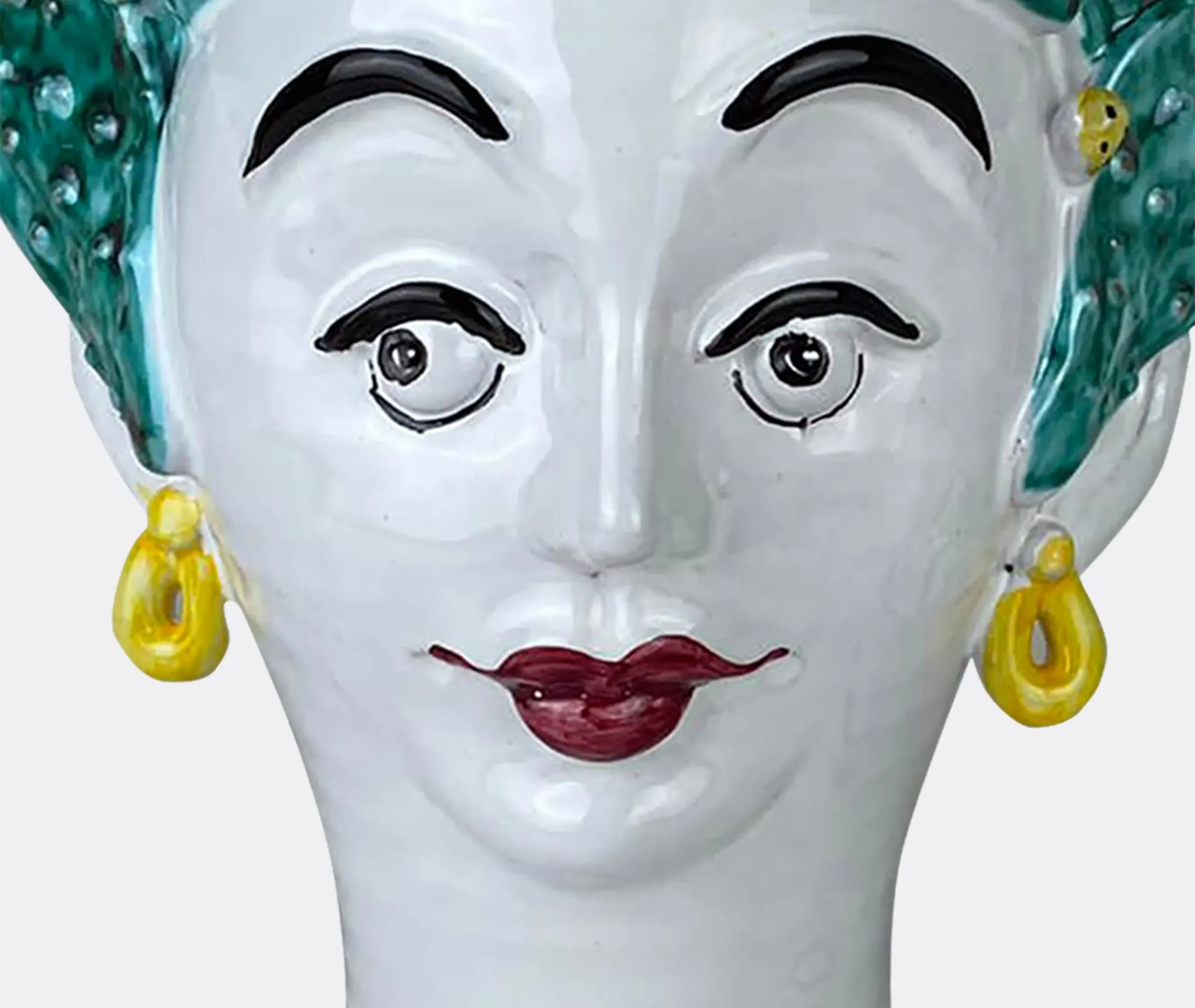 Cacti Head Vase Woman - Multicolor, Ceramic