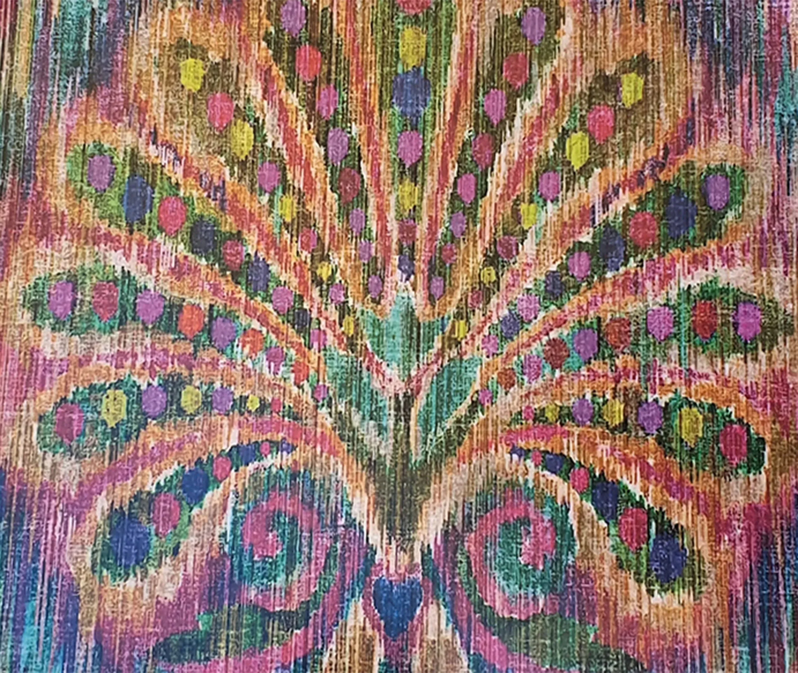 Circular Tray Set of Two - Multicolor Peacock