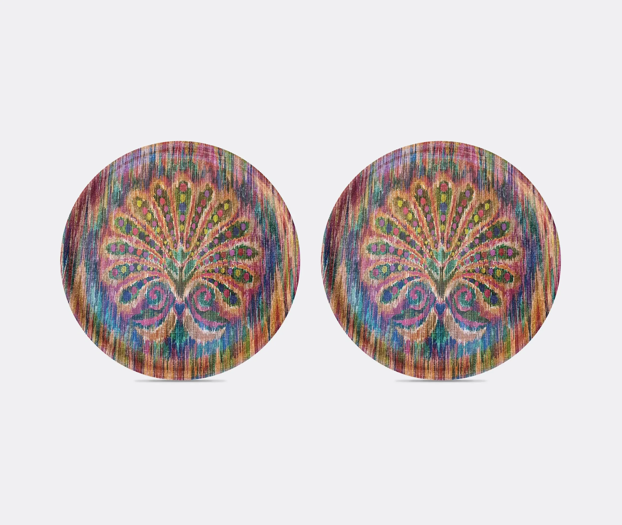 Circular Tray Set of Two - Multicolor Peacock image
