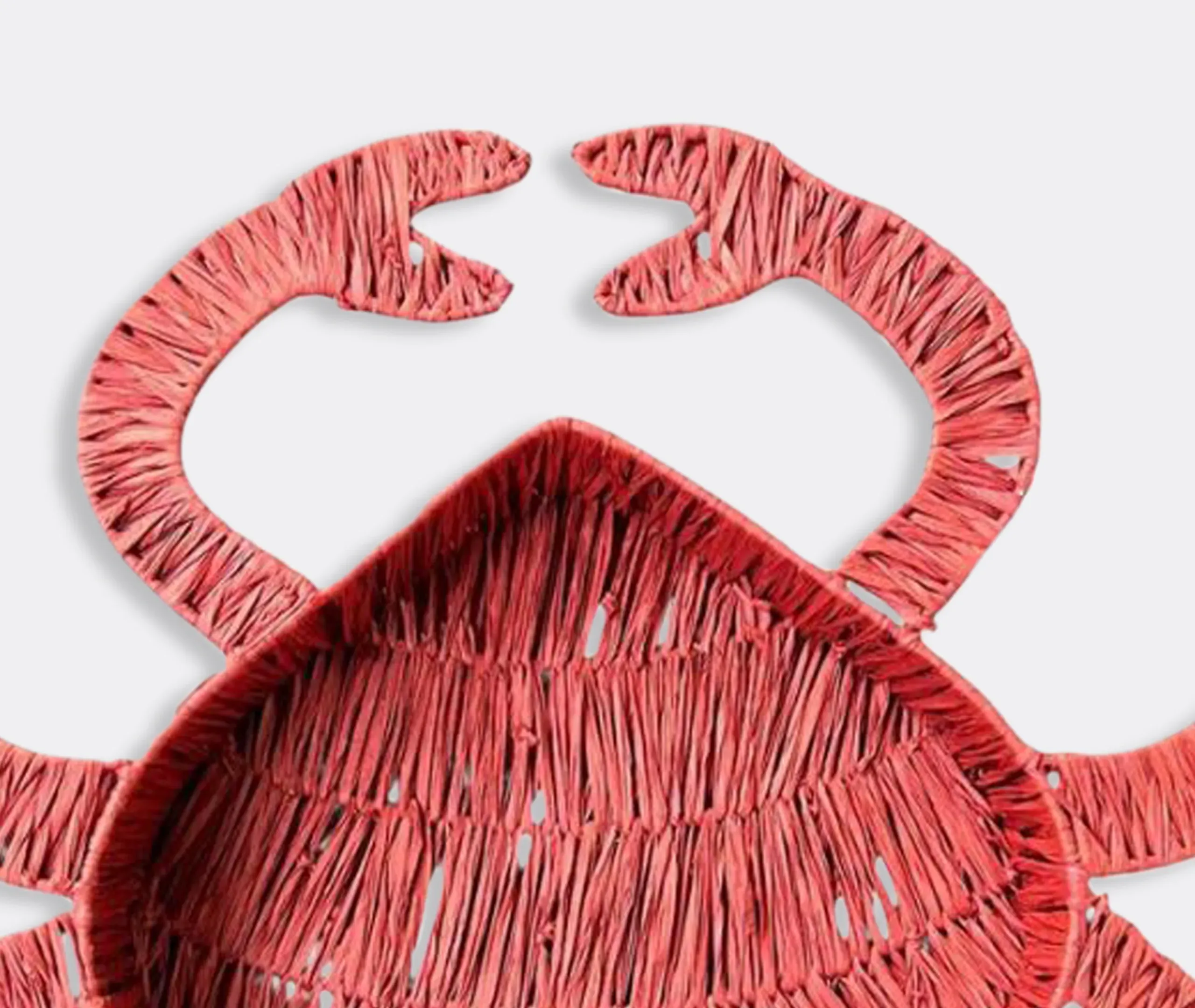 Crab Handwoven Raffia Basket - Red alternate view