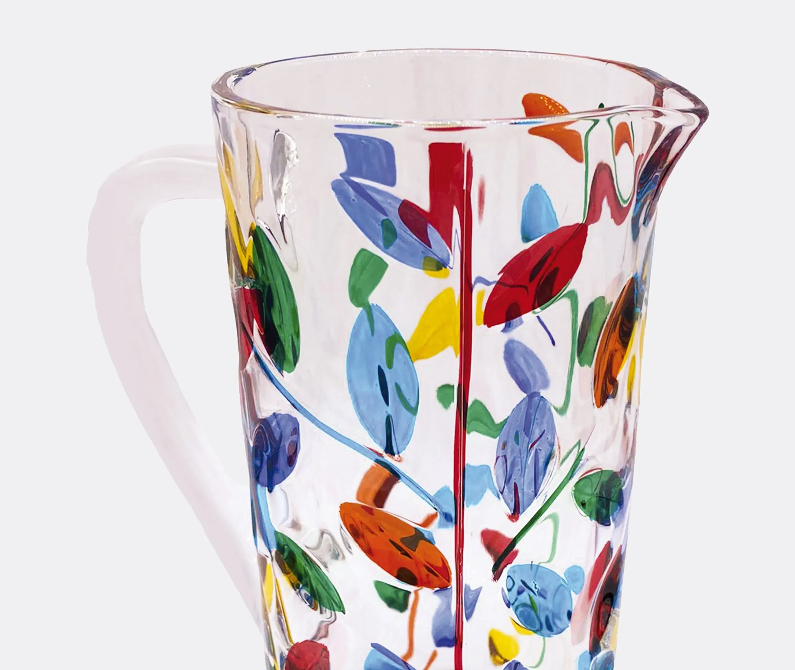 Crystal Jug with Hand Painted Flowers - Multicolor