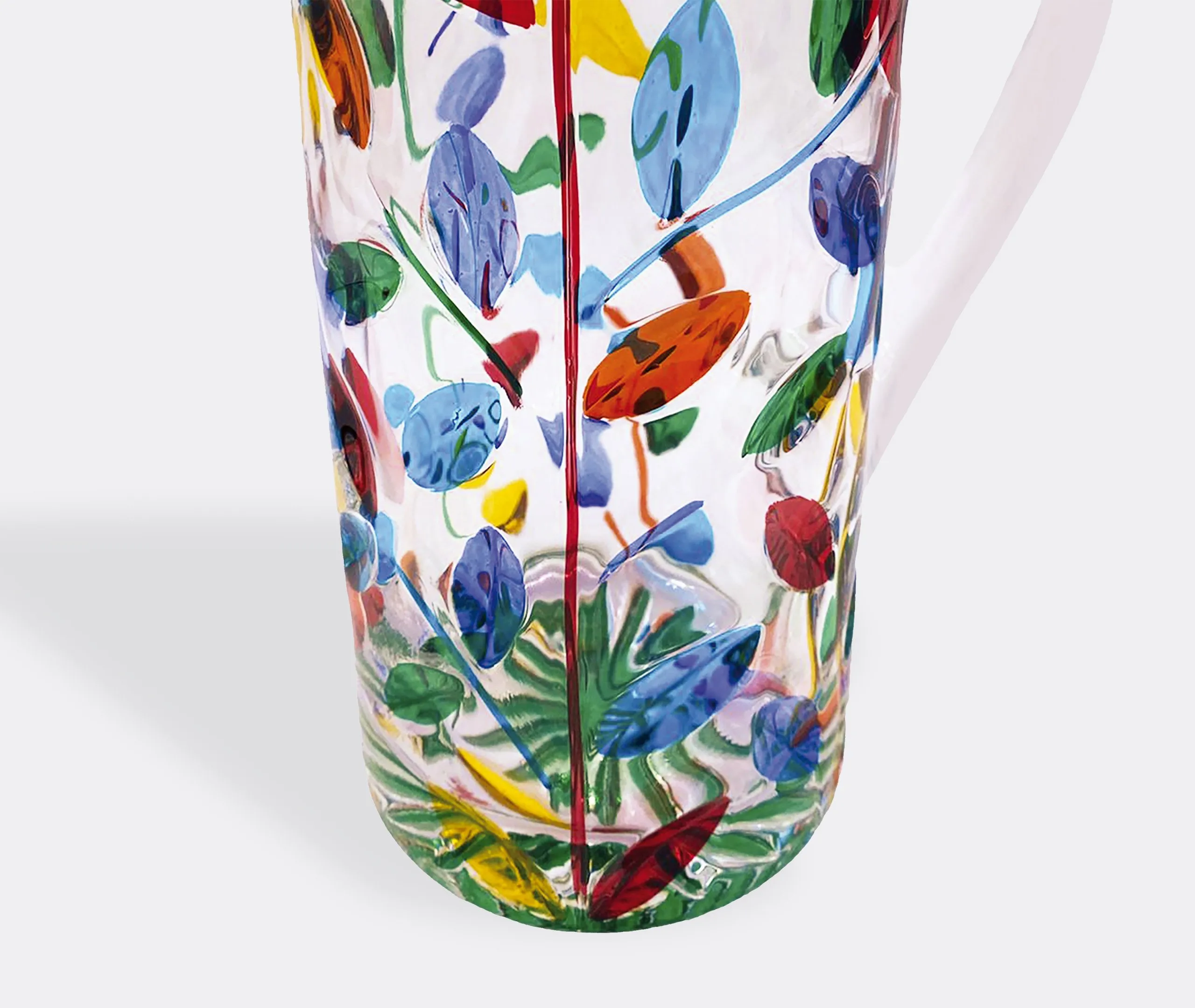 Crystal Jug with Hand Painted Flowers - Multicolor