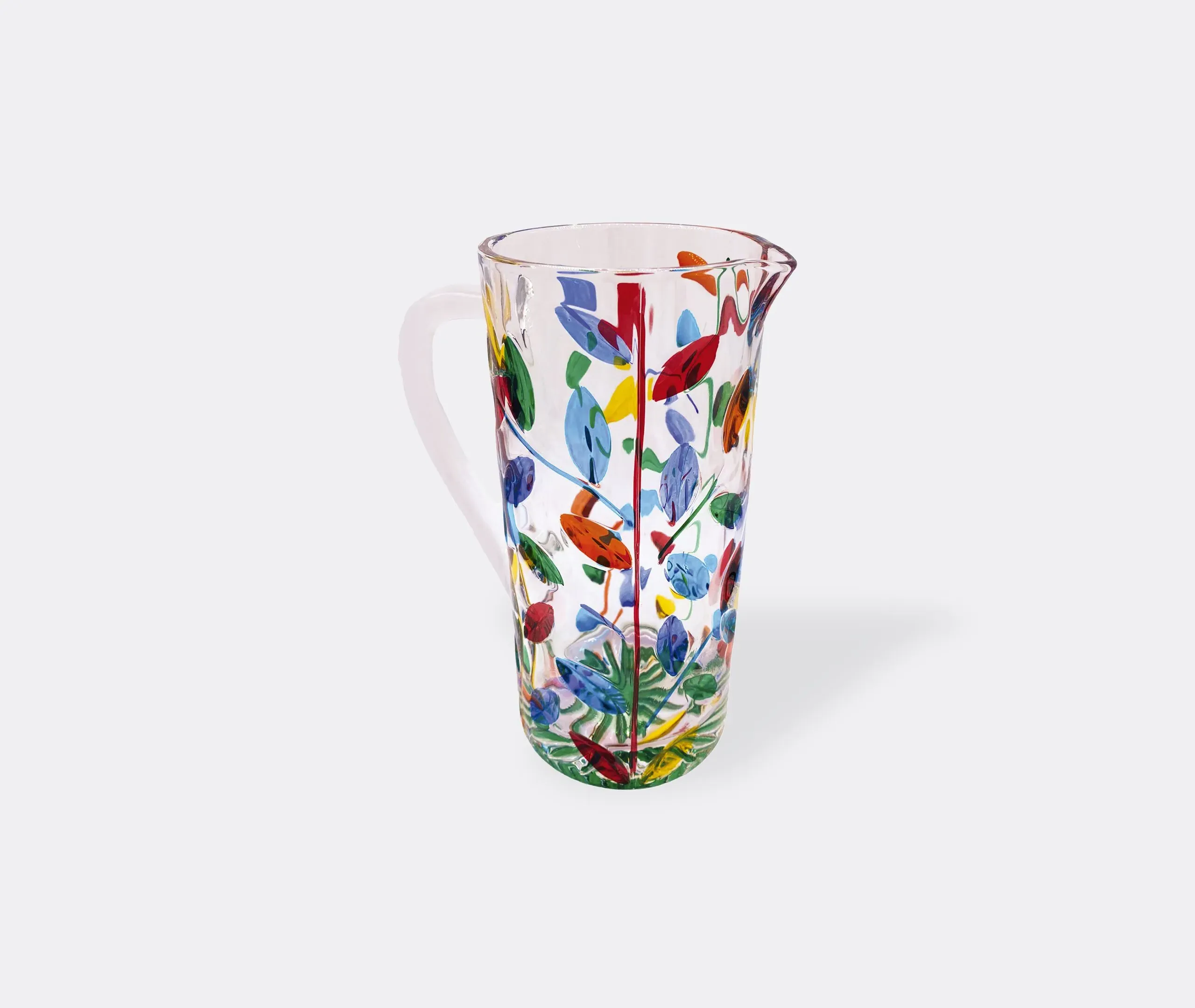 Crystal Jug with Hand Painted Flowers - Multicolor image