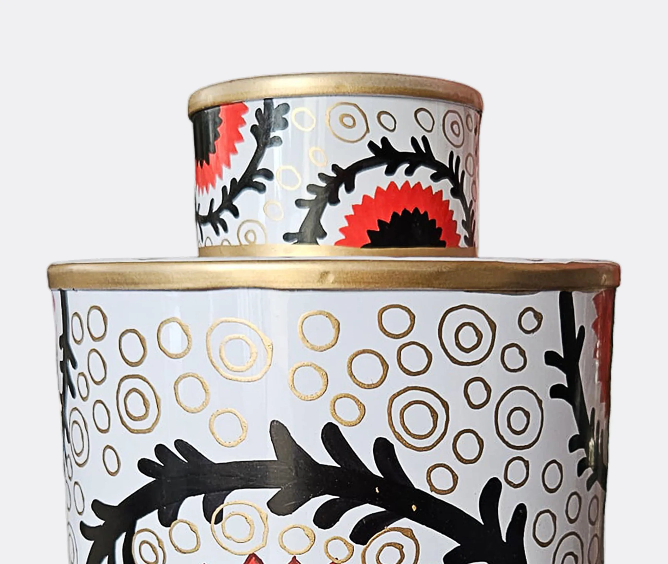 Cylindrical Vase with Hand-Applied Design - Iron