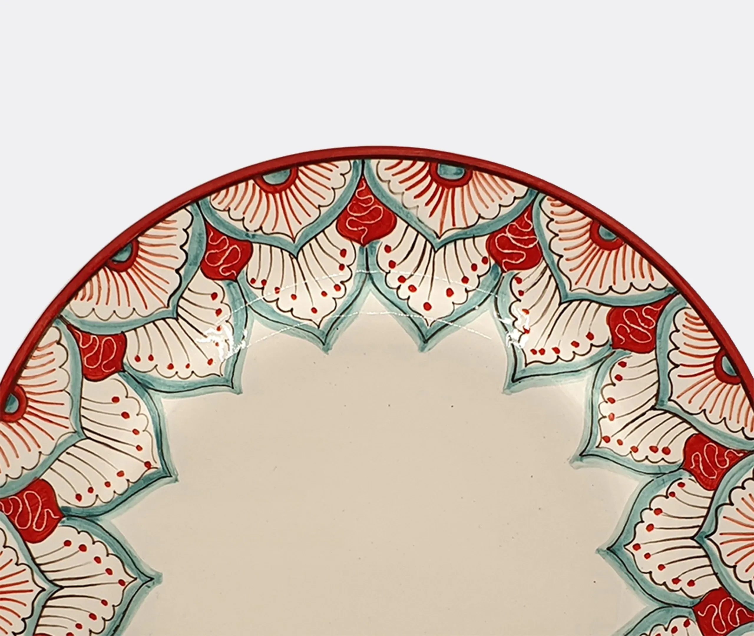 Dessert Plate with Peacock Motif - Multicolor, Ceramic