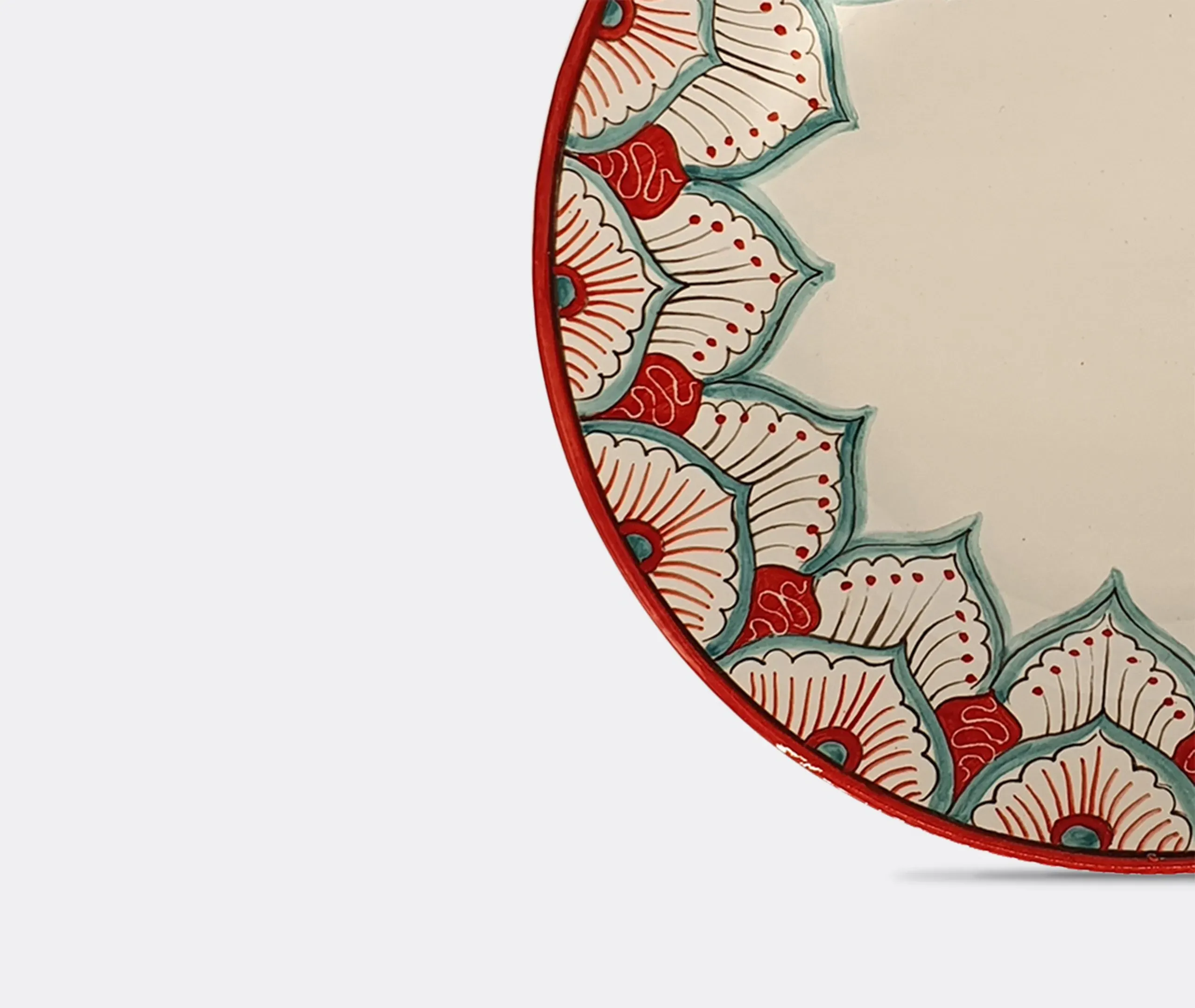 Dessert Plate with Peacock Motif - Multicolor, Ceramic