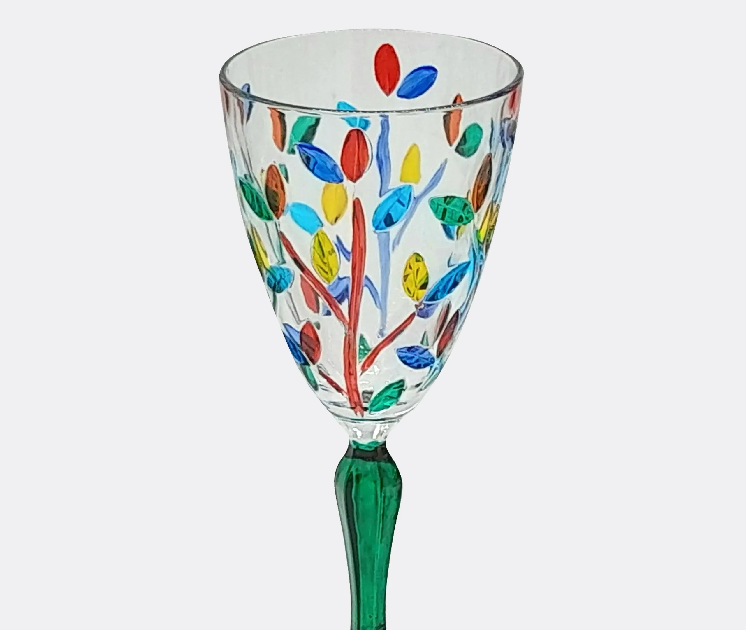 Floral Long Stemmed Glasses Set of Four - Multicolor