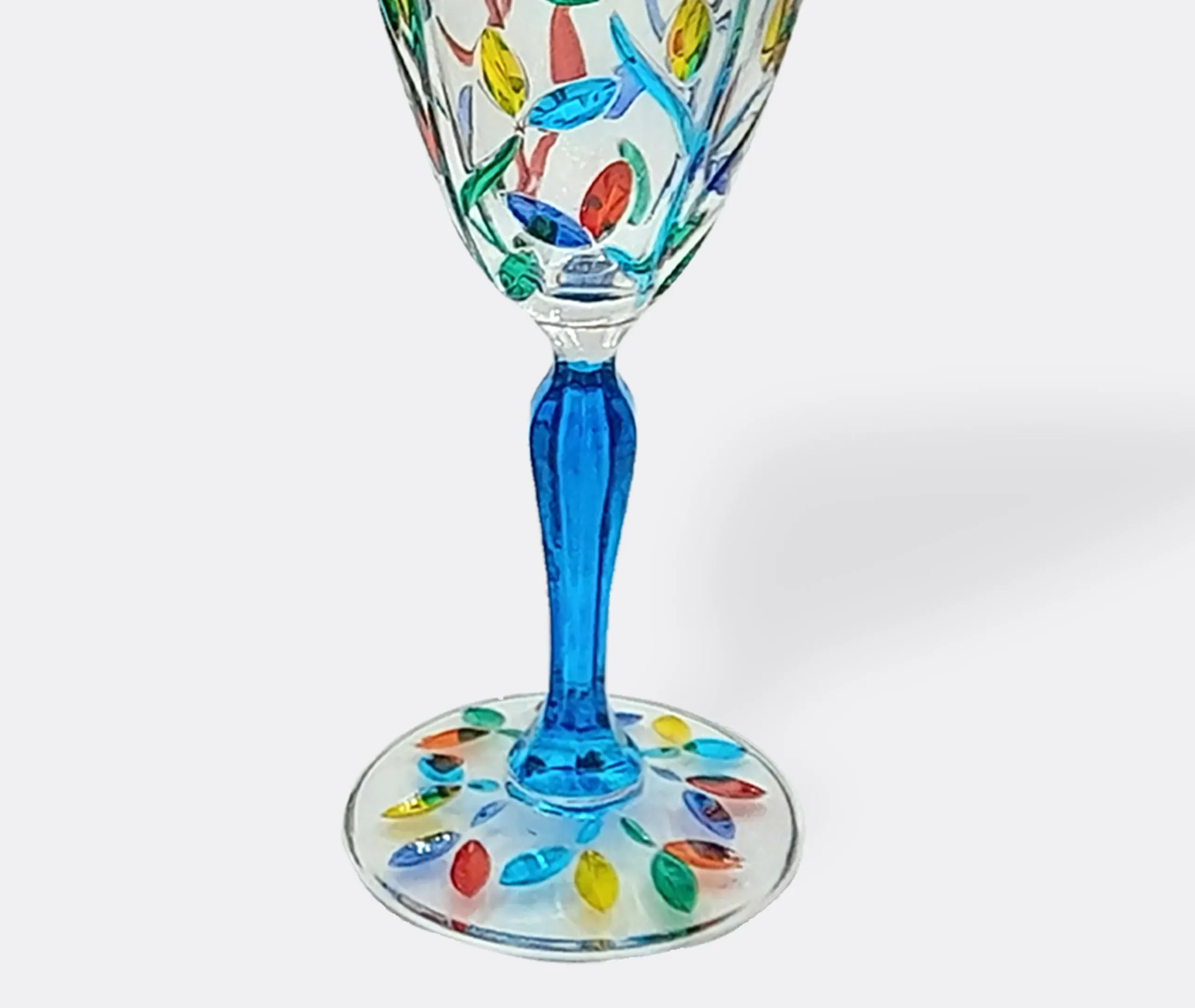 Floral Long Stemmed Glasses Set of Four - Multicolor