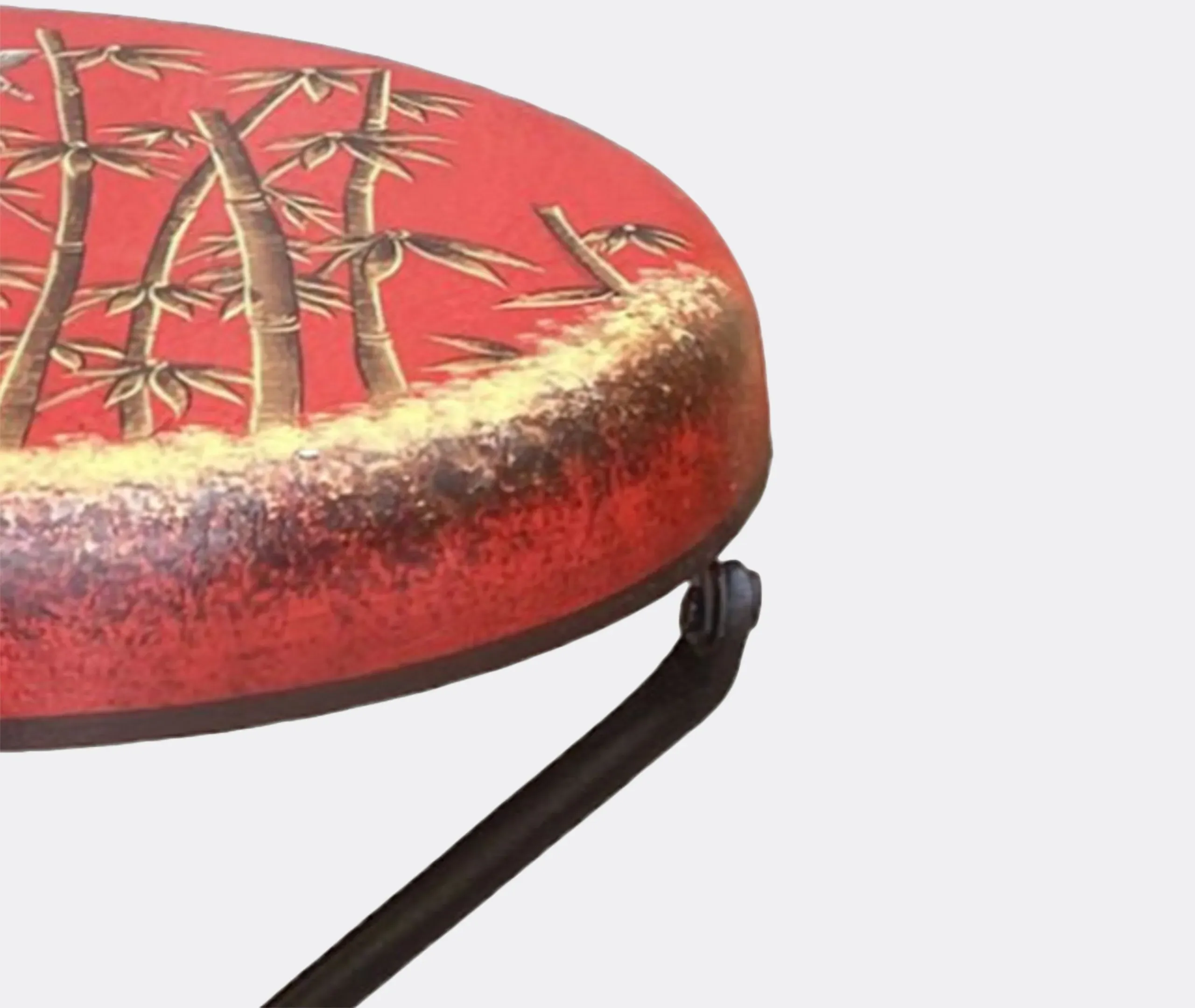 Folding Stool Hand Painted - Red, Iron