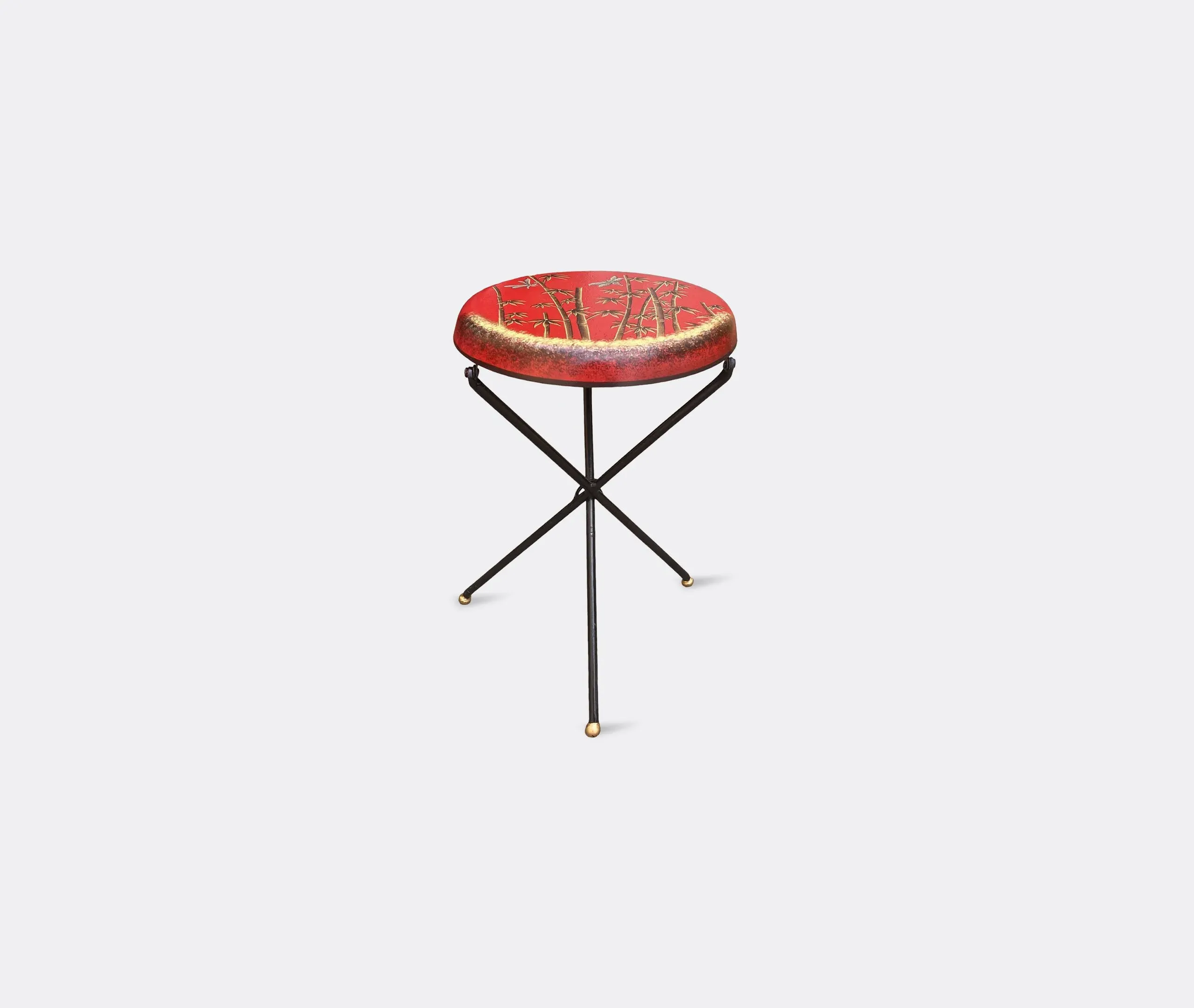 Folding Stool Hand Painted - Red, Iron image