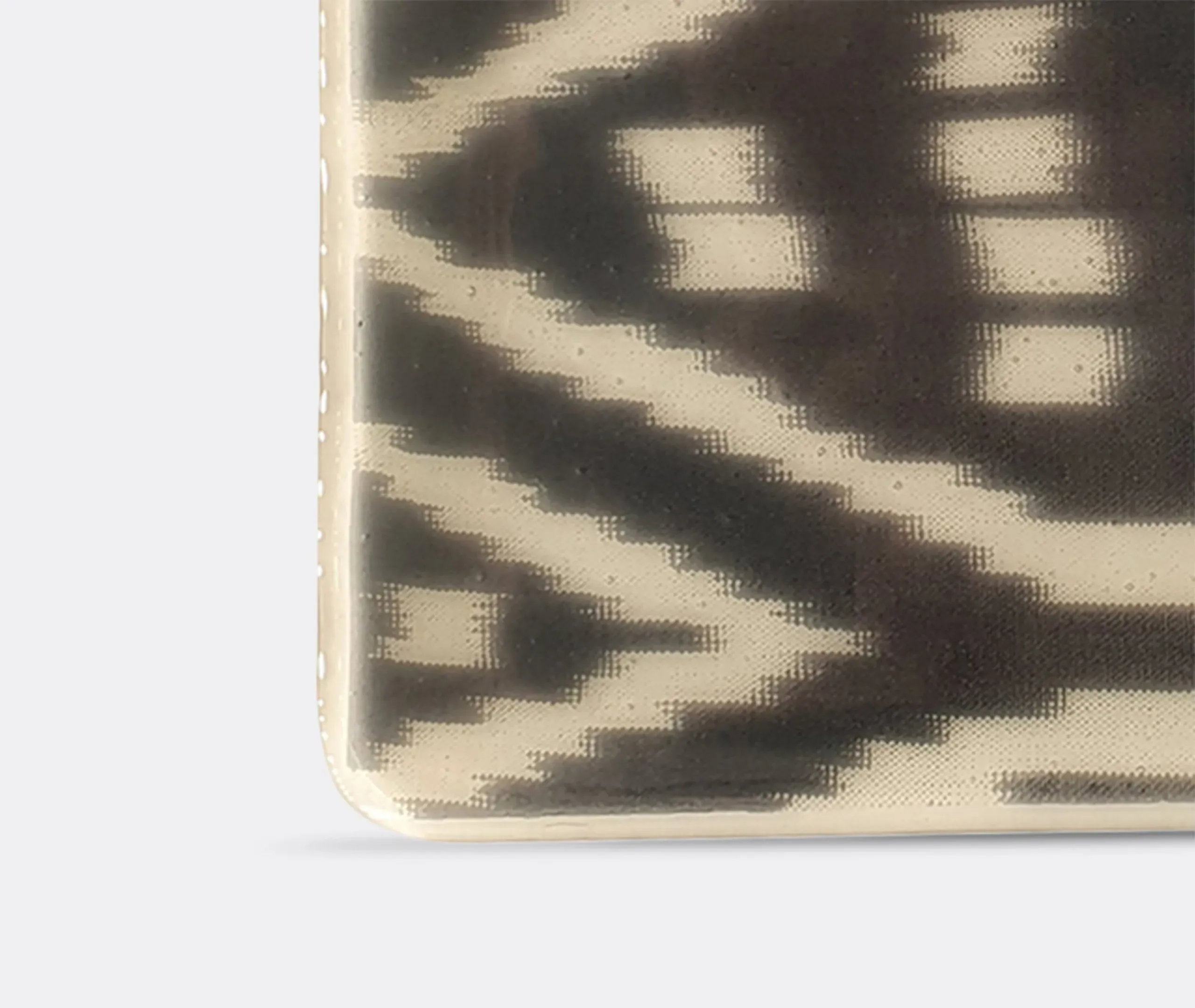 Glass Serving Tray with Ikat Print - Black, Glass