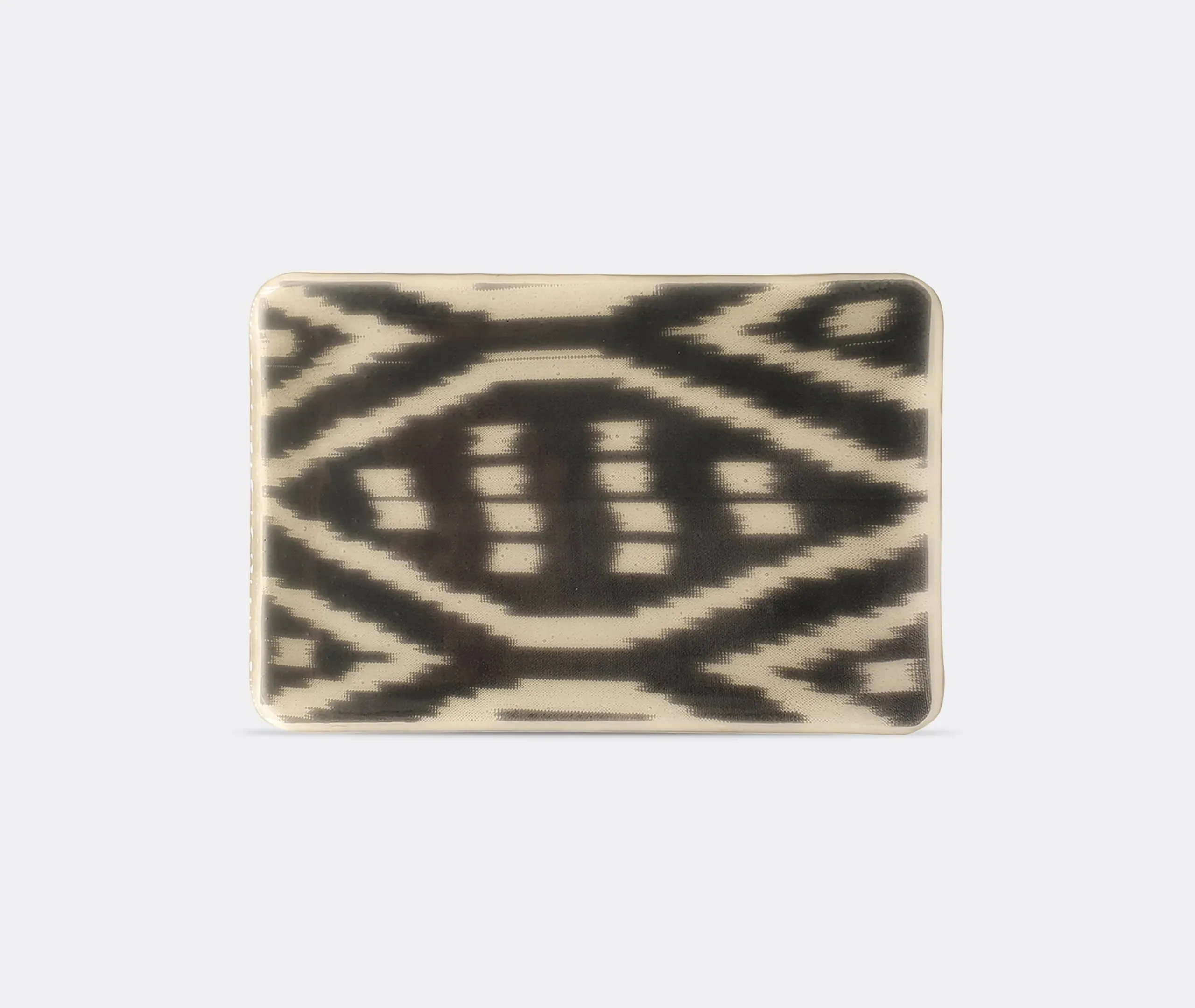 Glass Serving Tray with Ikat Print - Black, Glass image