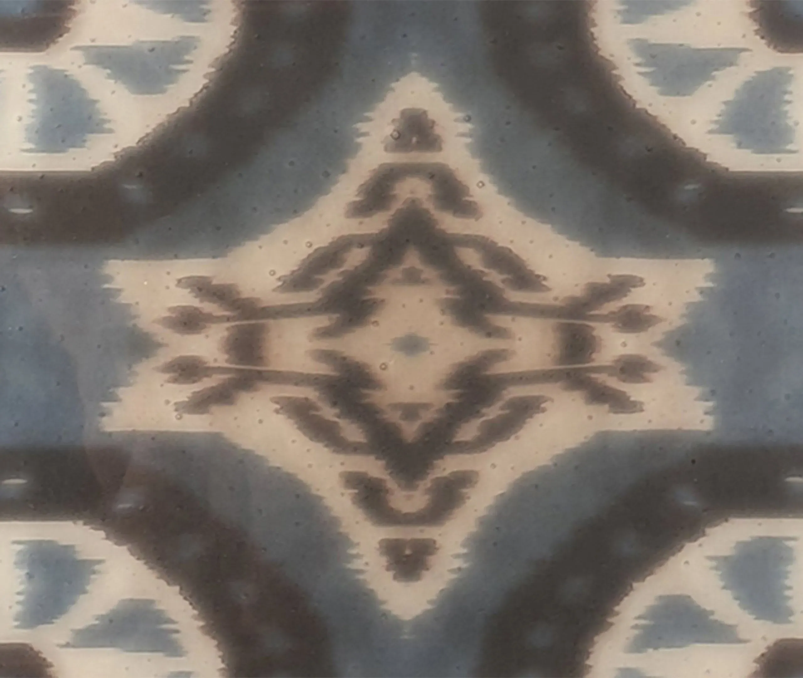 Glass Serving Tray with Ikat Print - Blue, Glass