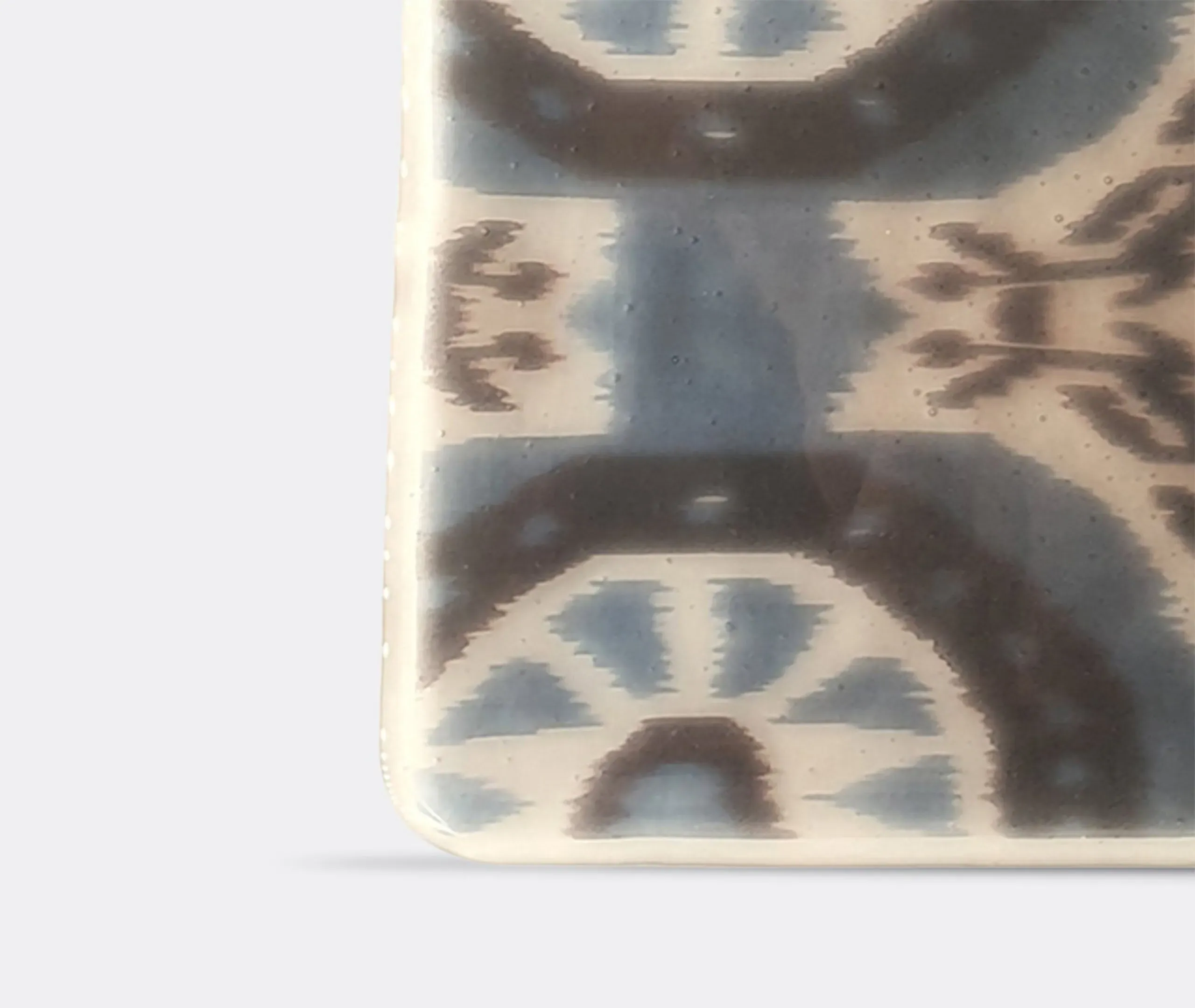 Glass Serving Tray with Ikat Print - Blue, Glass