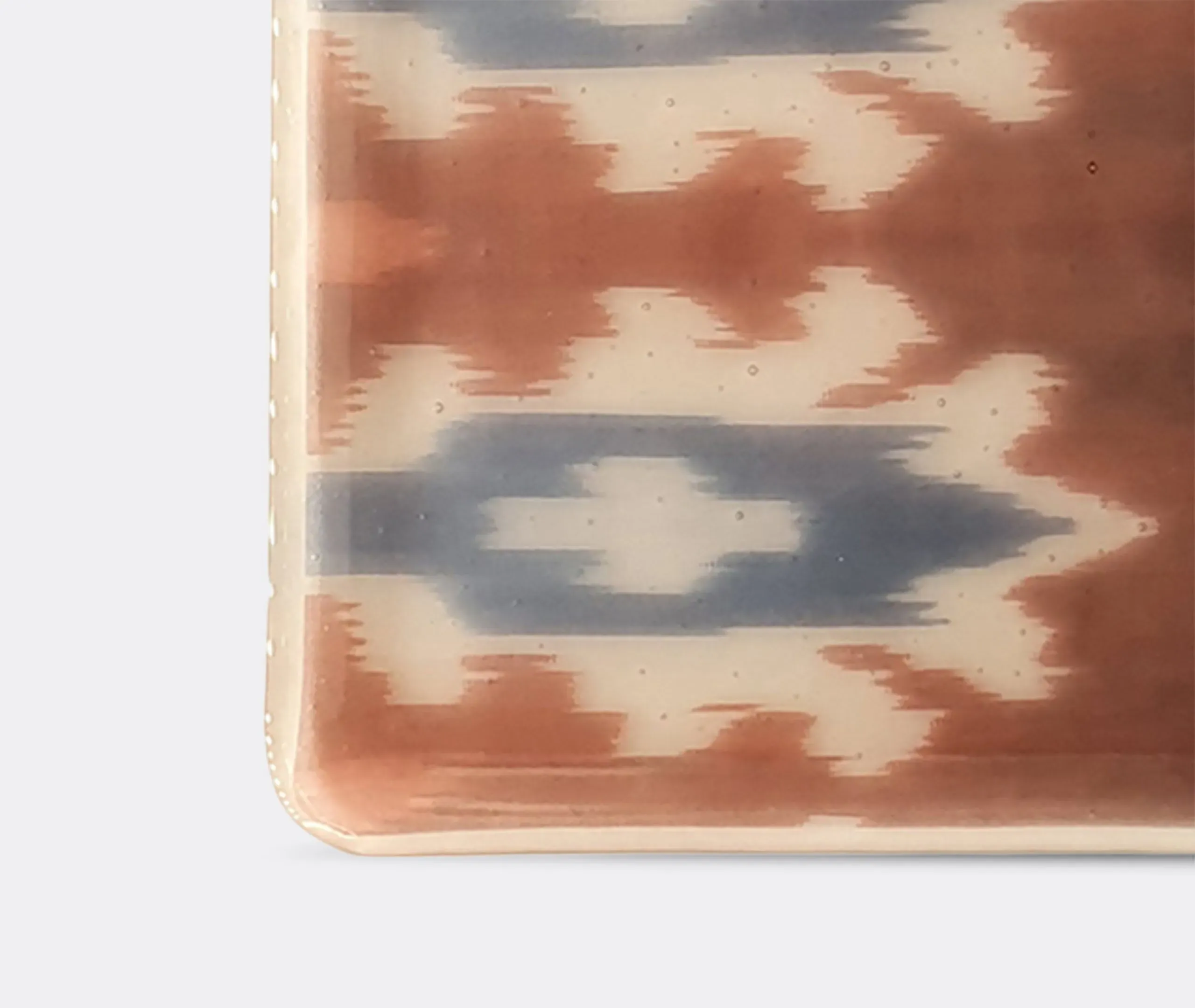 Glass Serving Tray with Ikat Print - Red, Glass