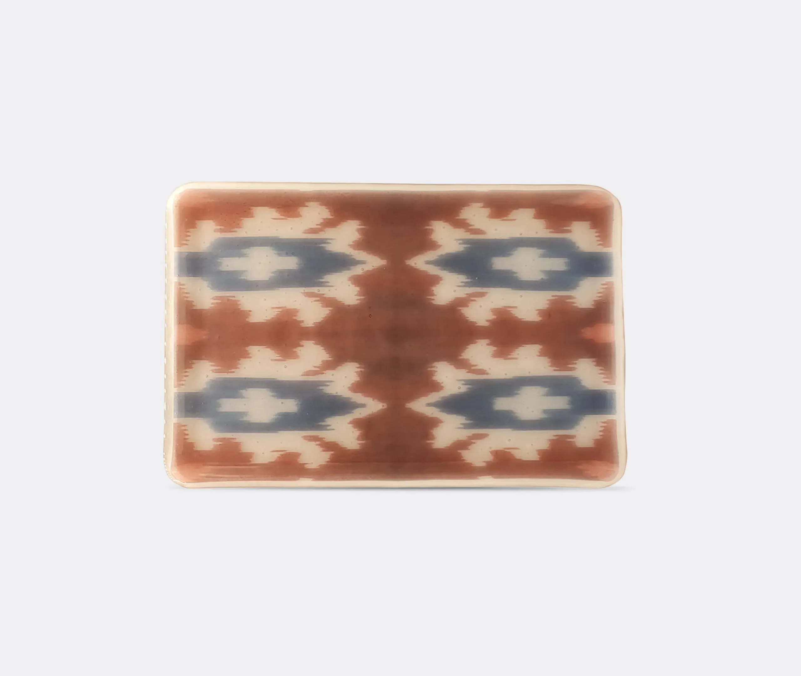 Glass Serving Tray with Ikat Print - Red, Glass
