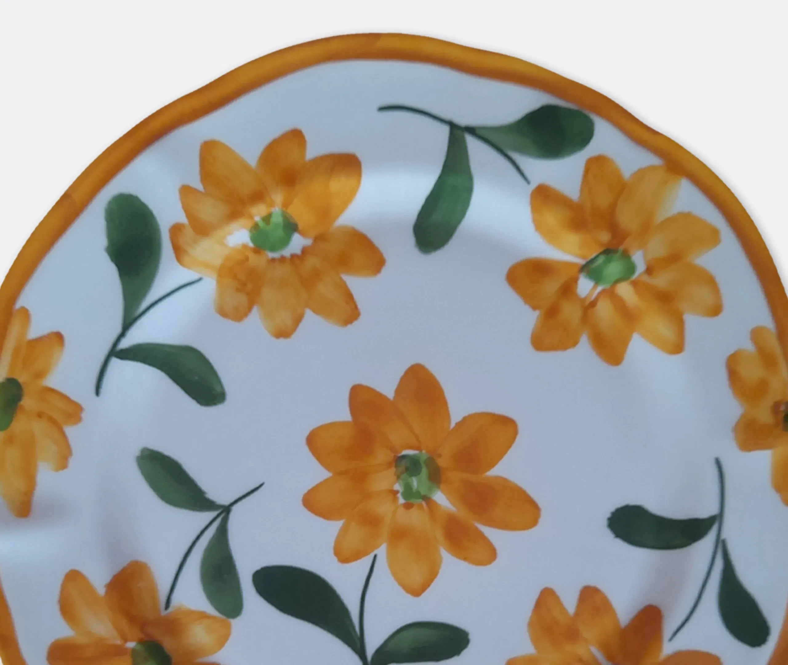 Hand Painted Ceramic Plate - Orange, Porcelain