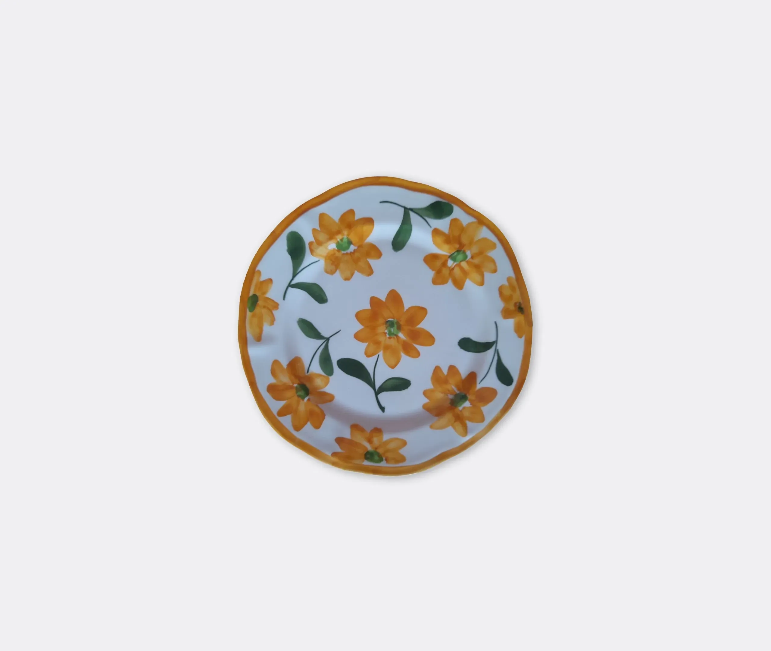 Hand Painted Ceramic Plate - Orange, Porcelain
