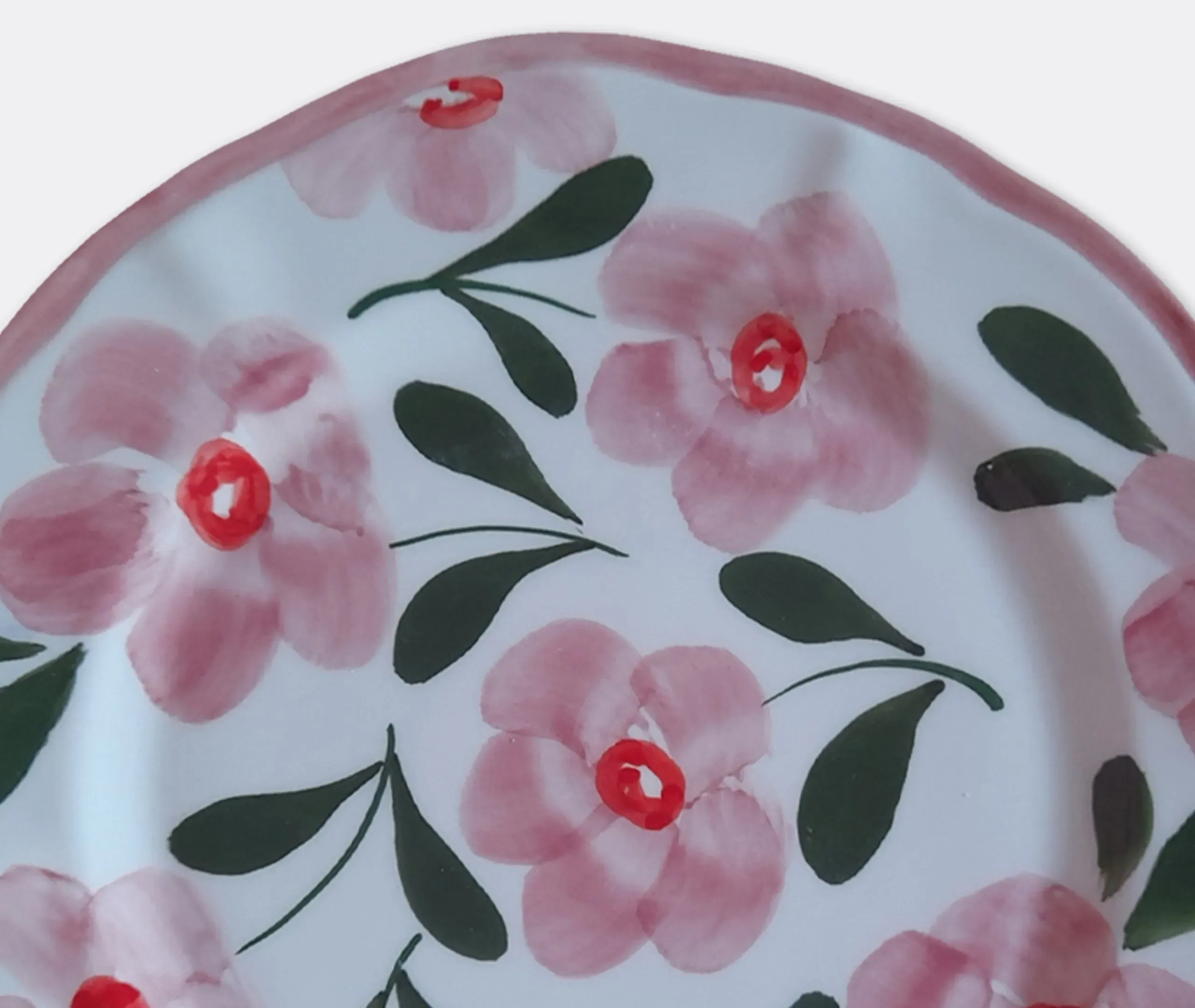 Hand Painted Ceramic Plate - Pink, Porcelain