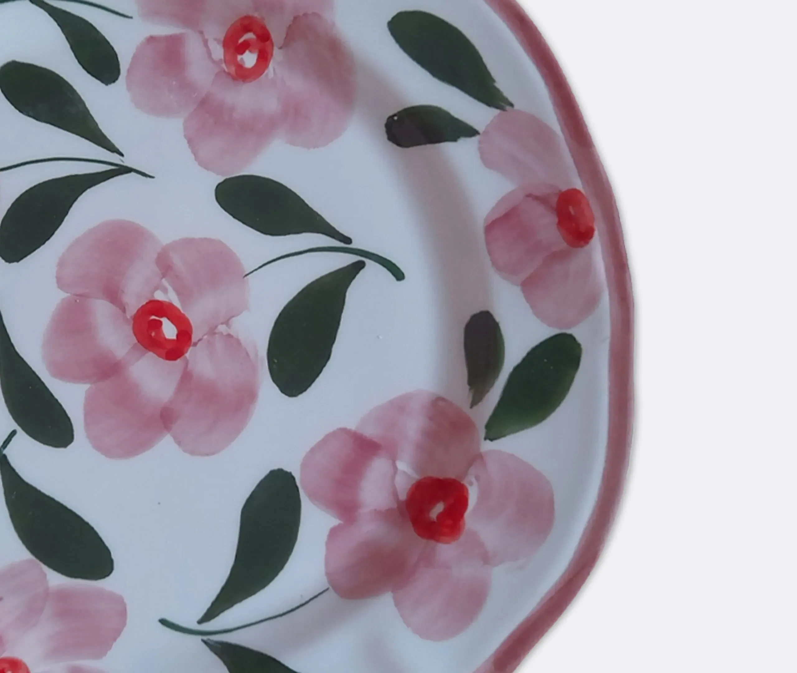 Hand Painted Ceramic Plate - Pink, Porcelain