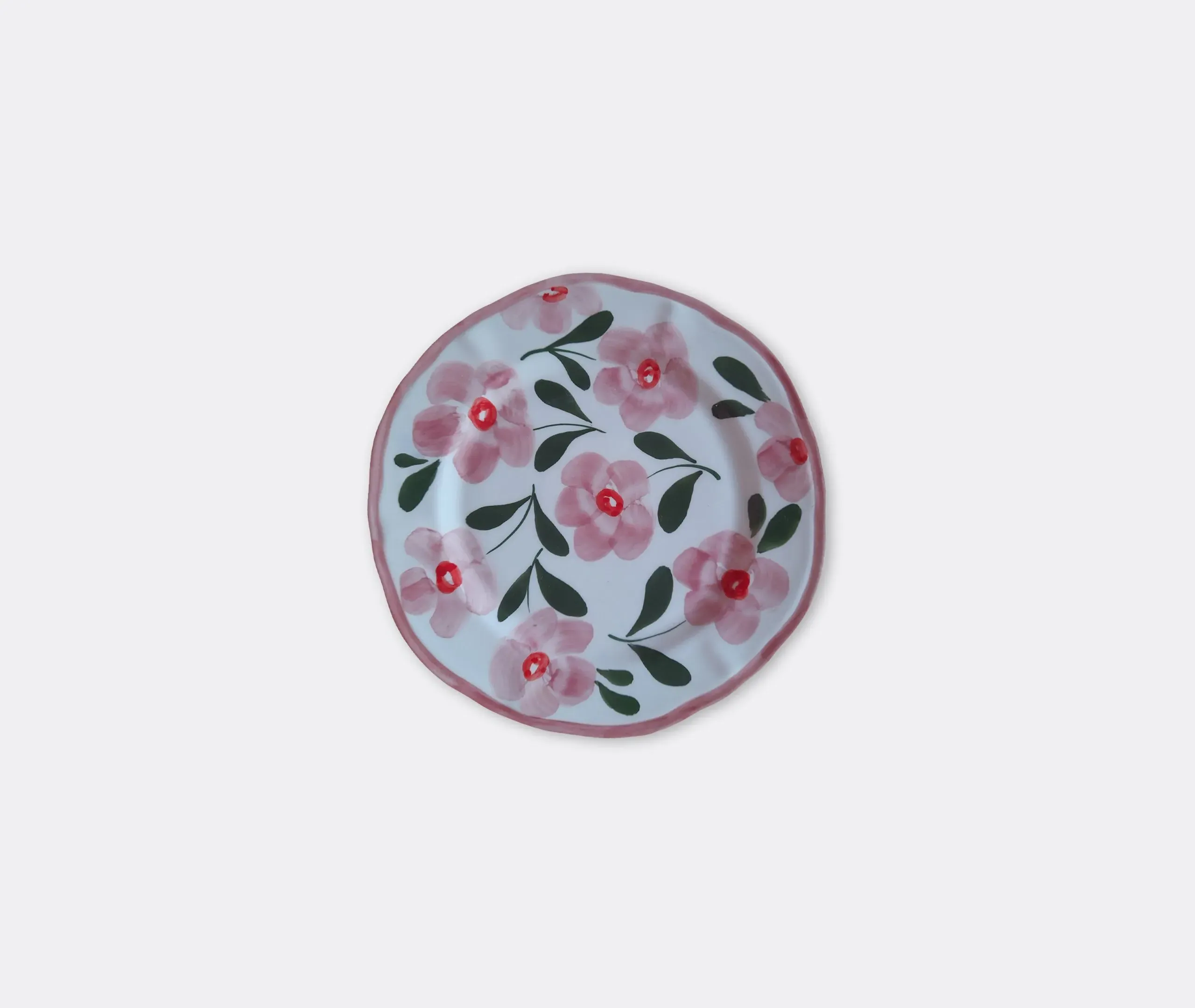 Hand Painted Ceramic Plate - Pink, Porcelain