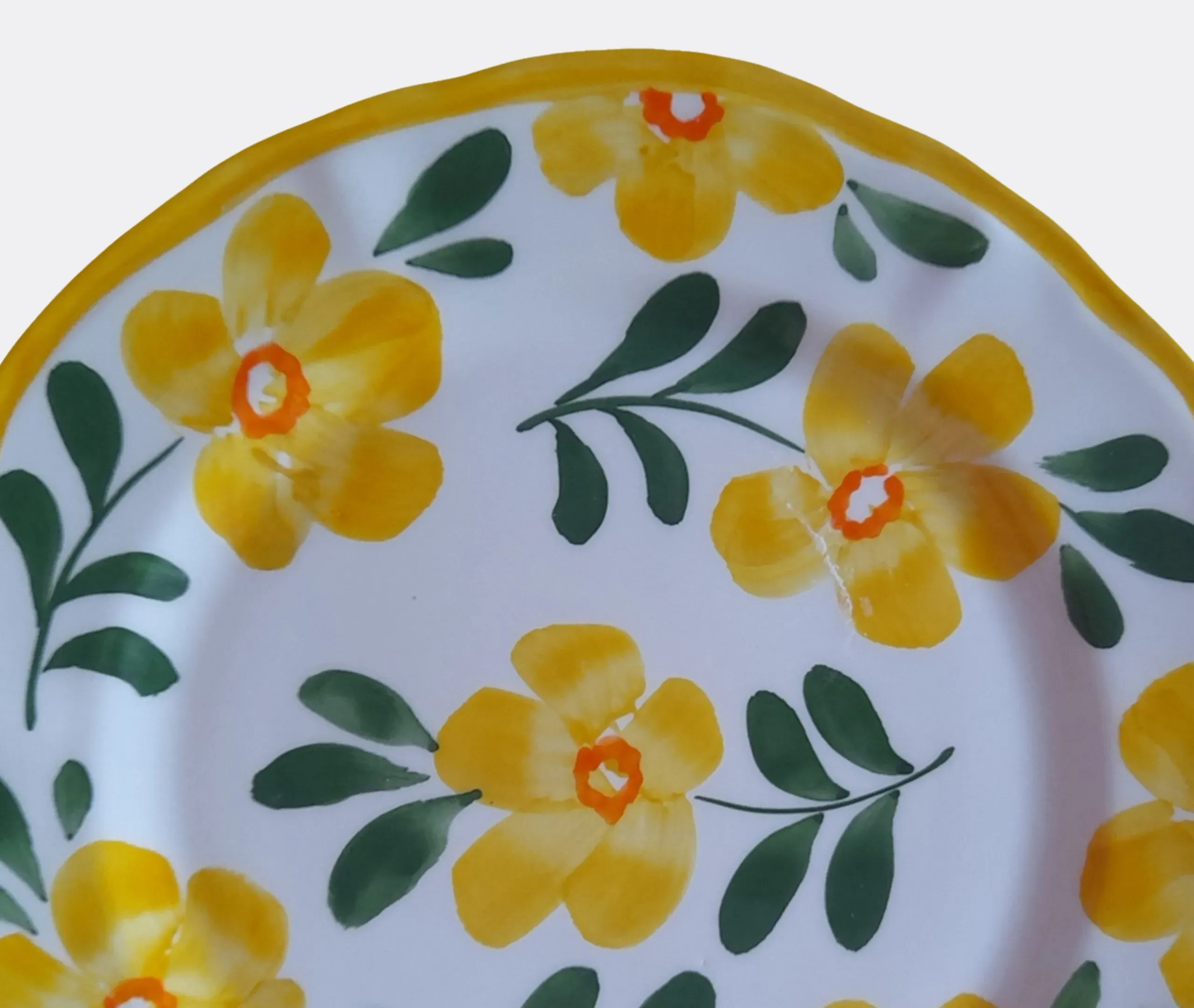 Hand Painted Ceramic Plate - Yellow, Porcelain