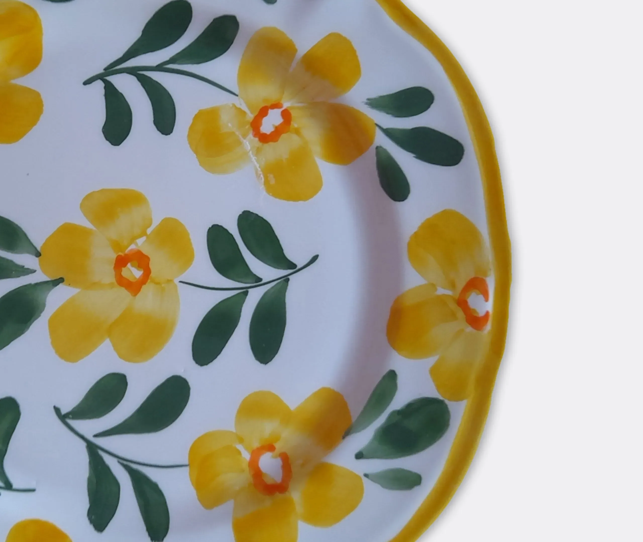 Hand Painted Ceramic Plate - Yellow, Porcelain