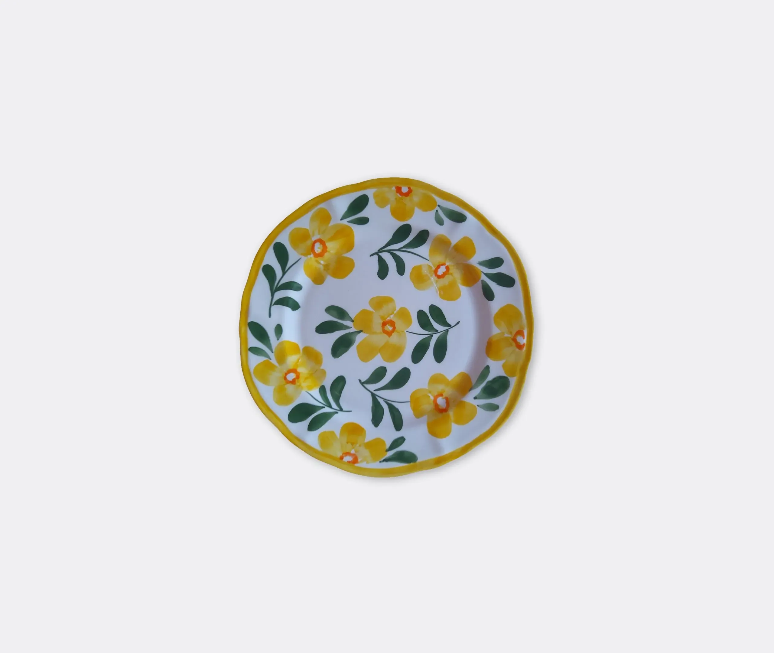 Hand Painted Ceramic Plate - Yellow, Porcelain