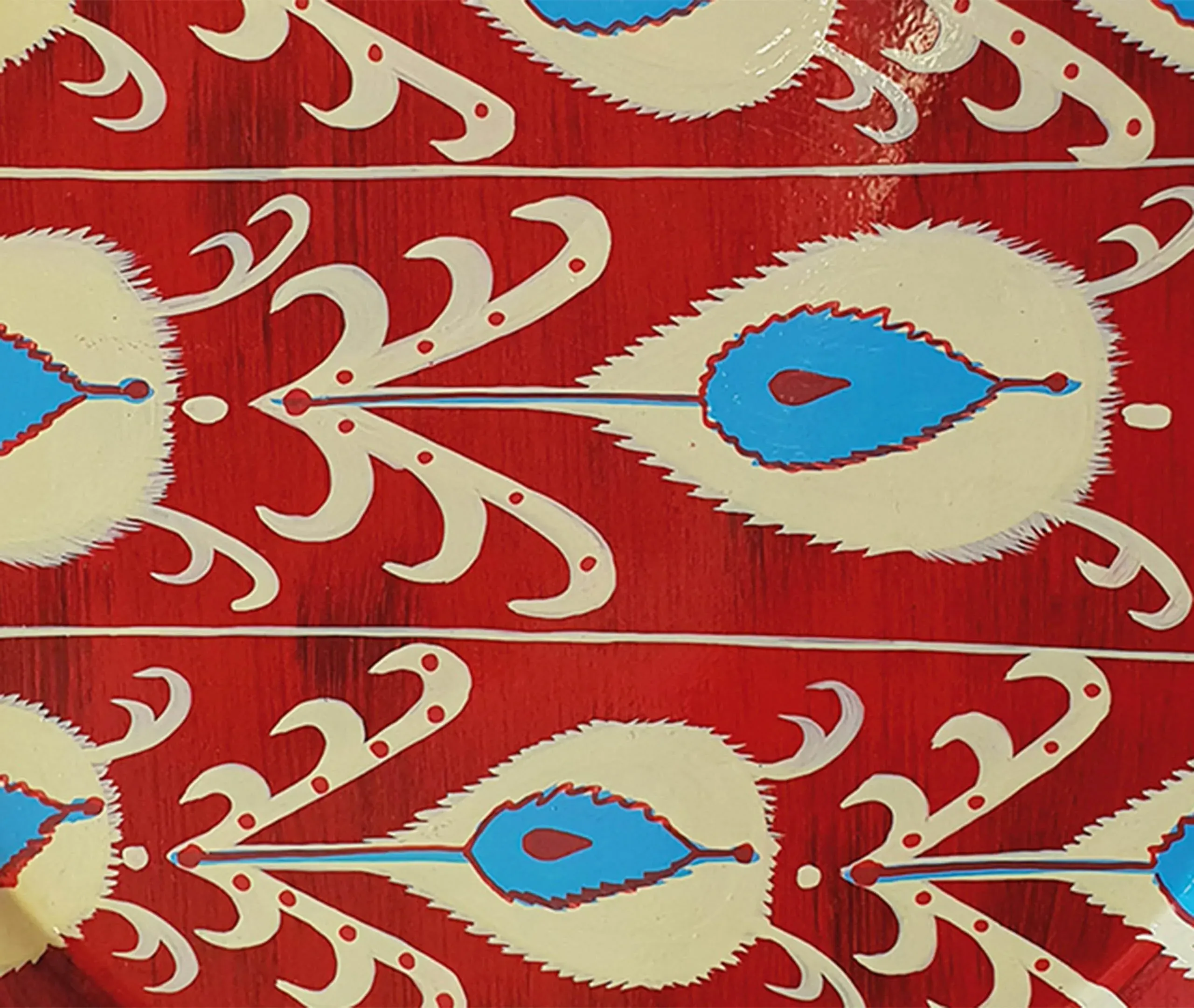 Hand Painted Iron Tray - Blue and Red, Iron