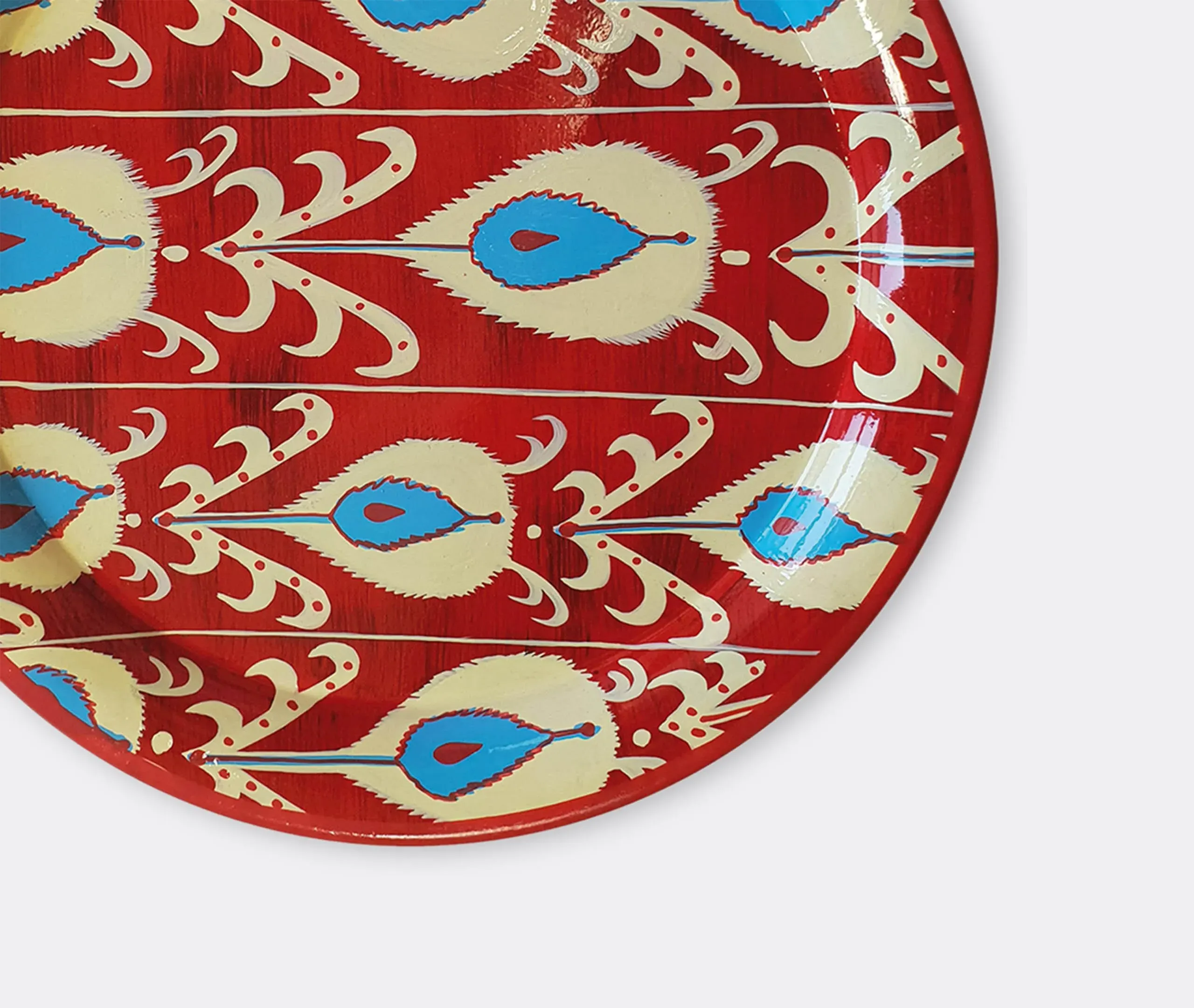 Hand Painted Iron Tray - Blue and Red, Iron