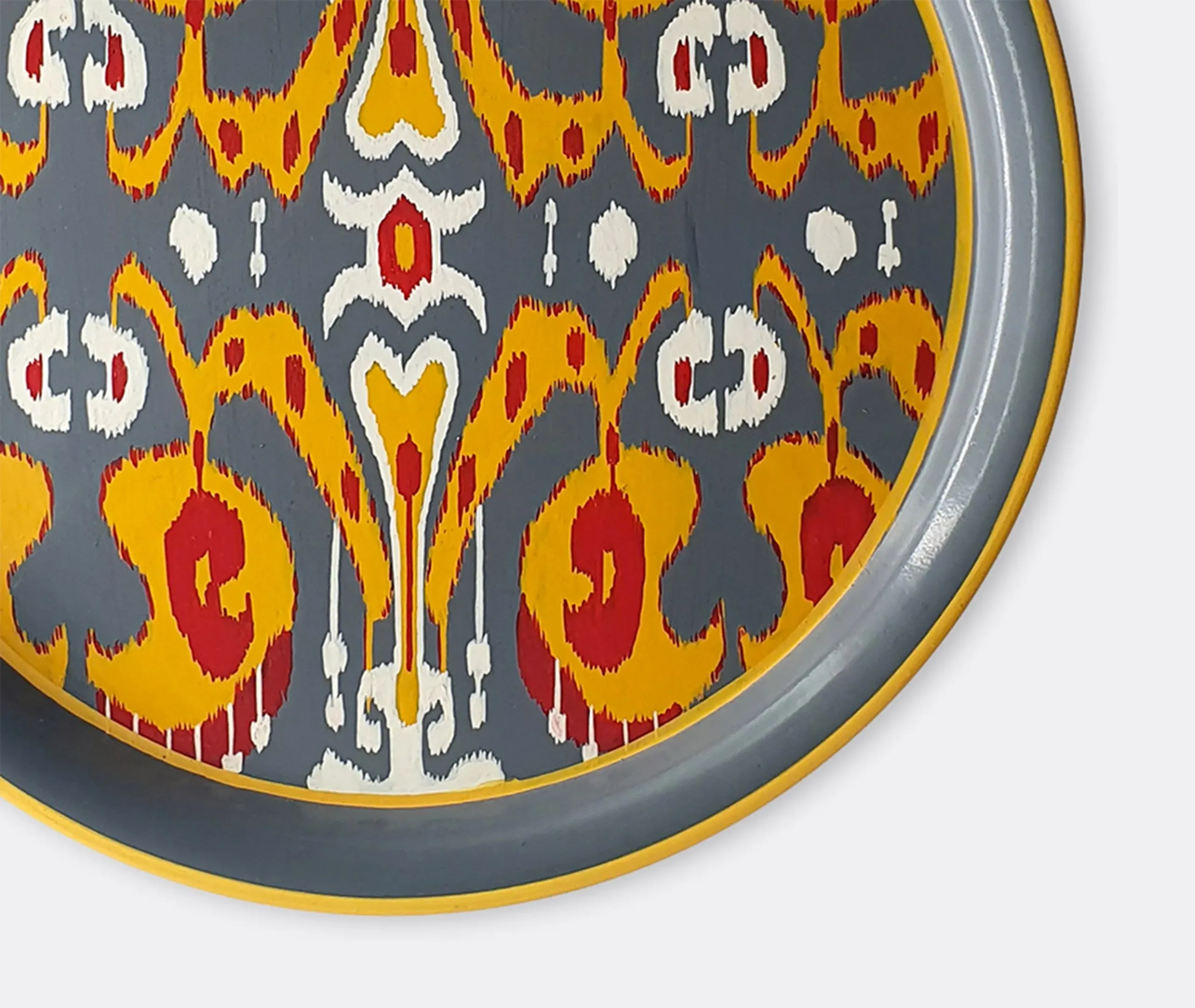 Hand Painted Iron Tray - Grey and Yellow, Iron