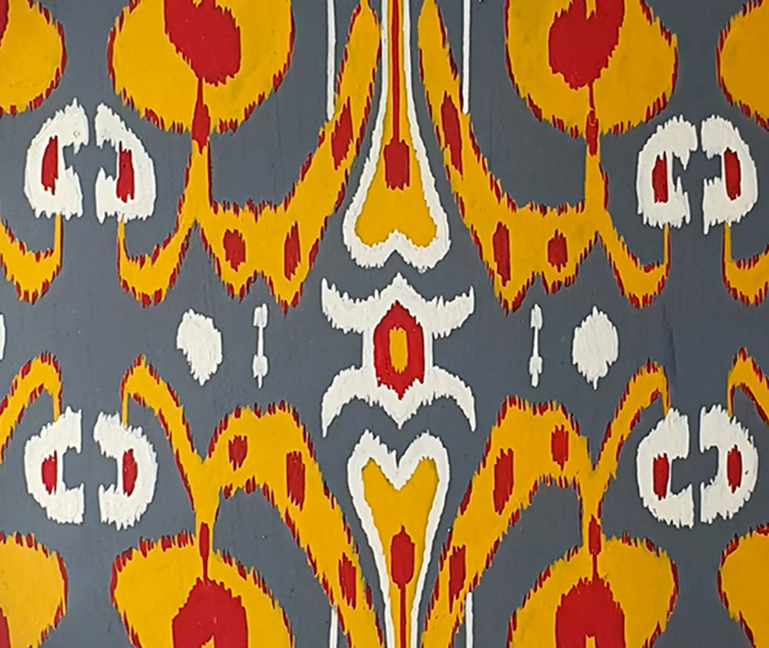 Hand Painted Iron Tray - Grey and Yellow, Iron