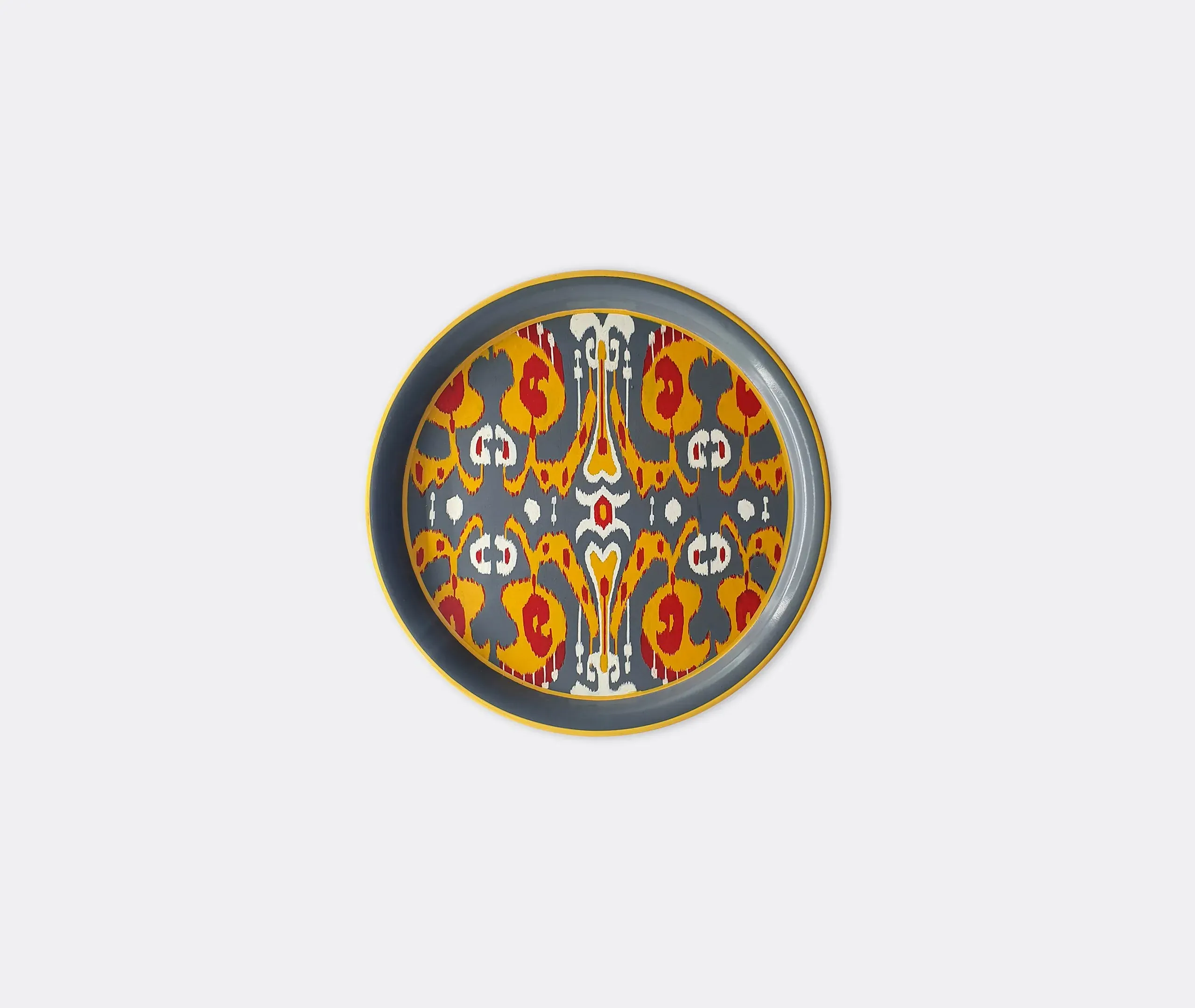 Hand Painted Serving Tray - Grey, Iron